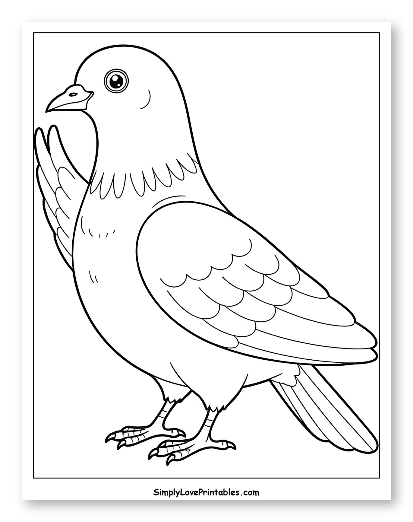 Simple Outline of a Standing Pigeon