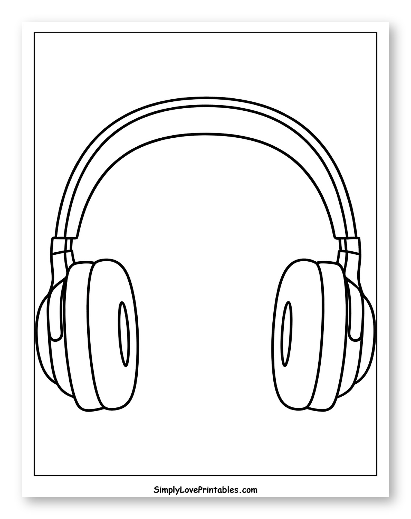 Simple Outline of Over-Ear Headphones Coloring Page for Toddlers