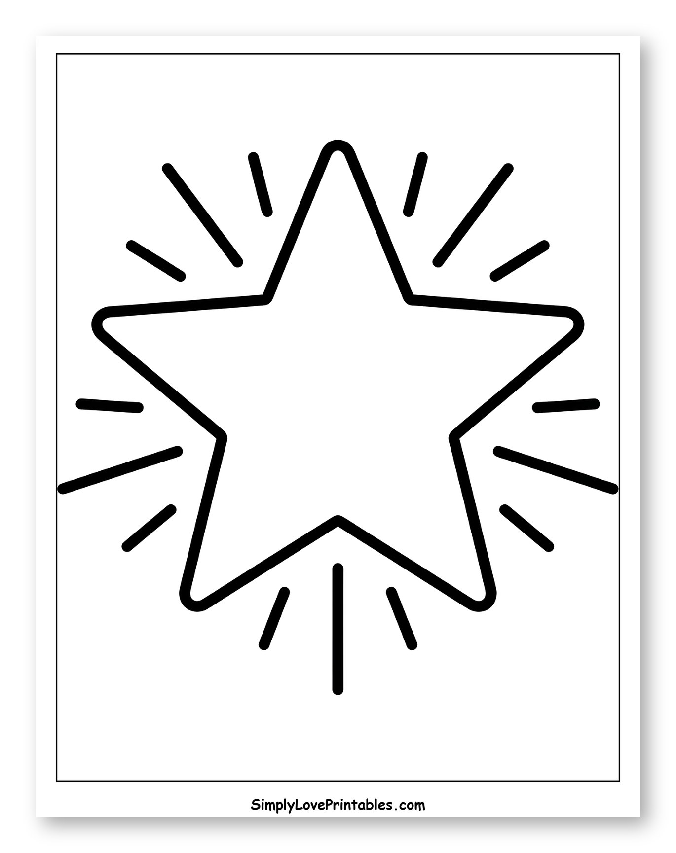 Simple Outlined Star Emitting Light Coloring Page for Toddlers