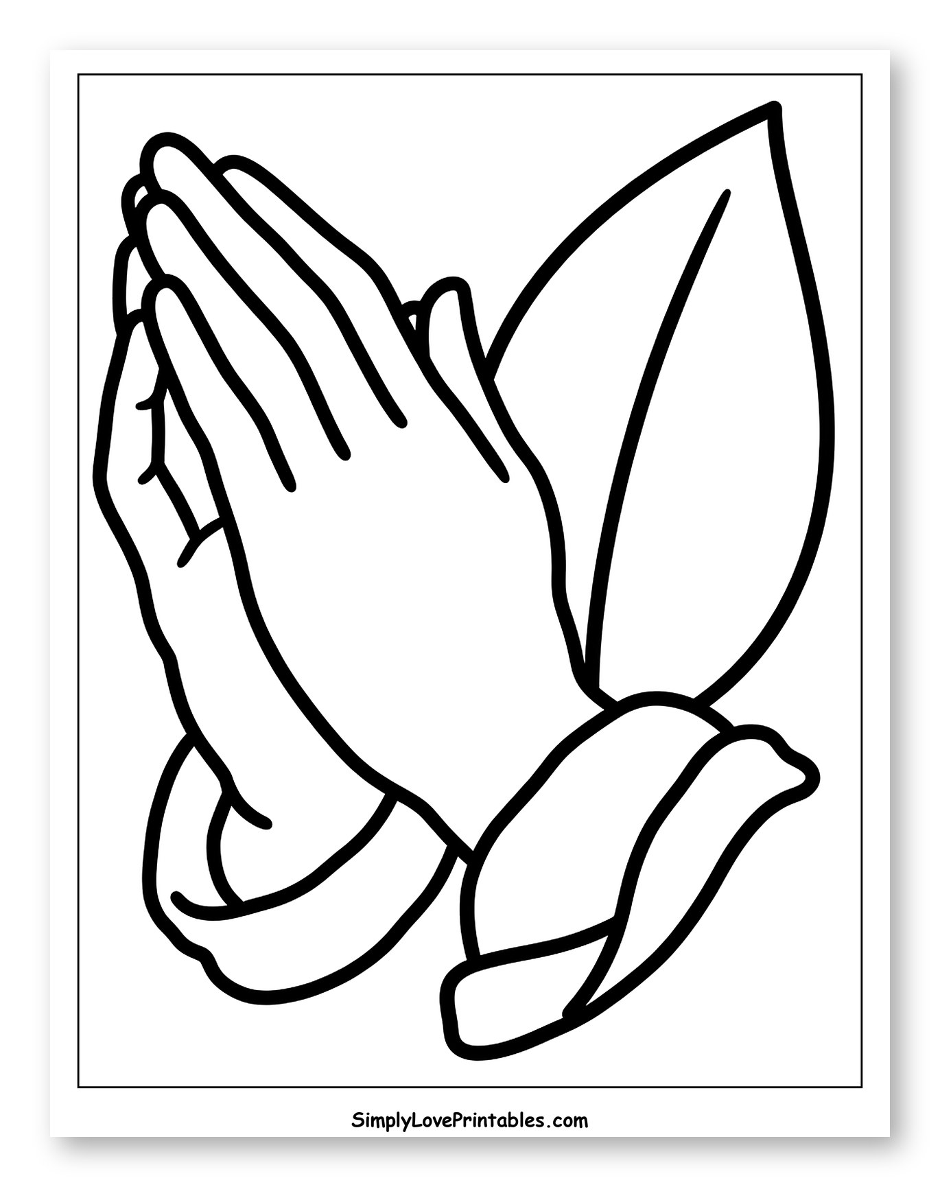 Simple Praying Hands with a Leaf Coloring Sheet for Toddlers