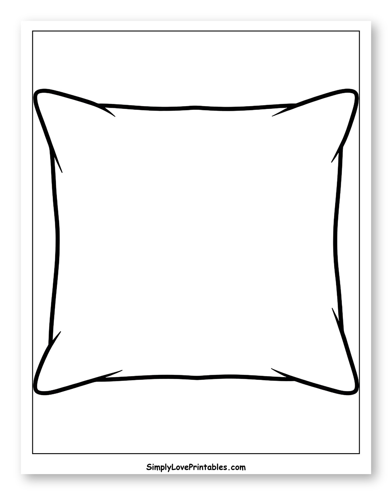 Simple Rectangular Pillow Outline Coloring Page for Toddlers