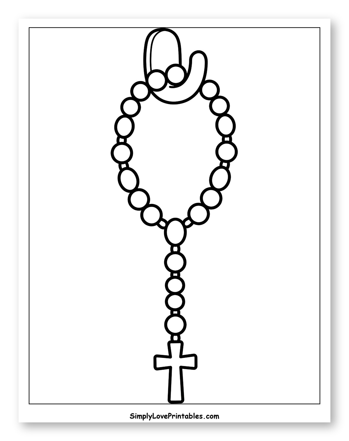 Simple Rosary with Cross Coloring Page for Toddlers