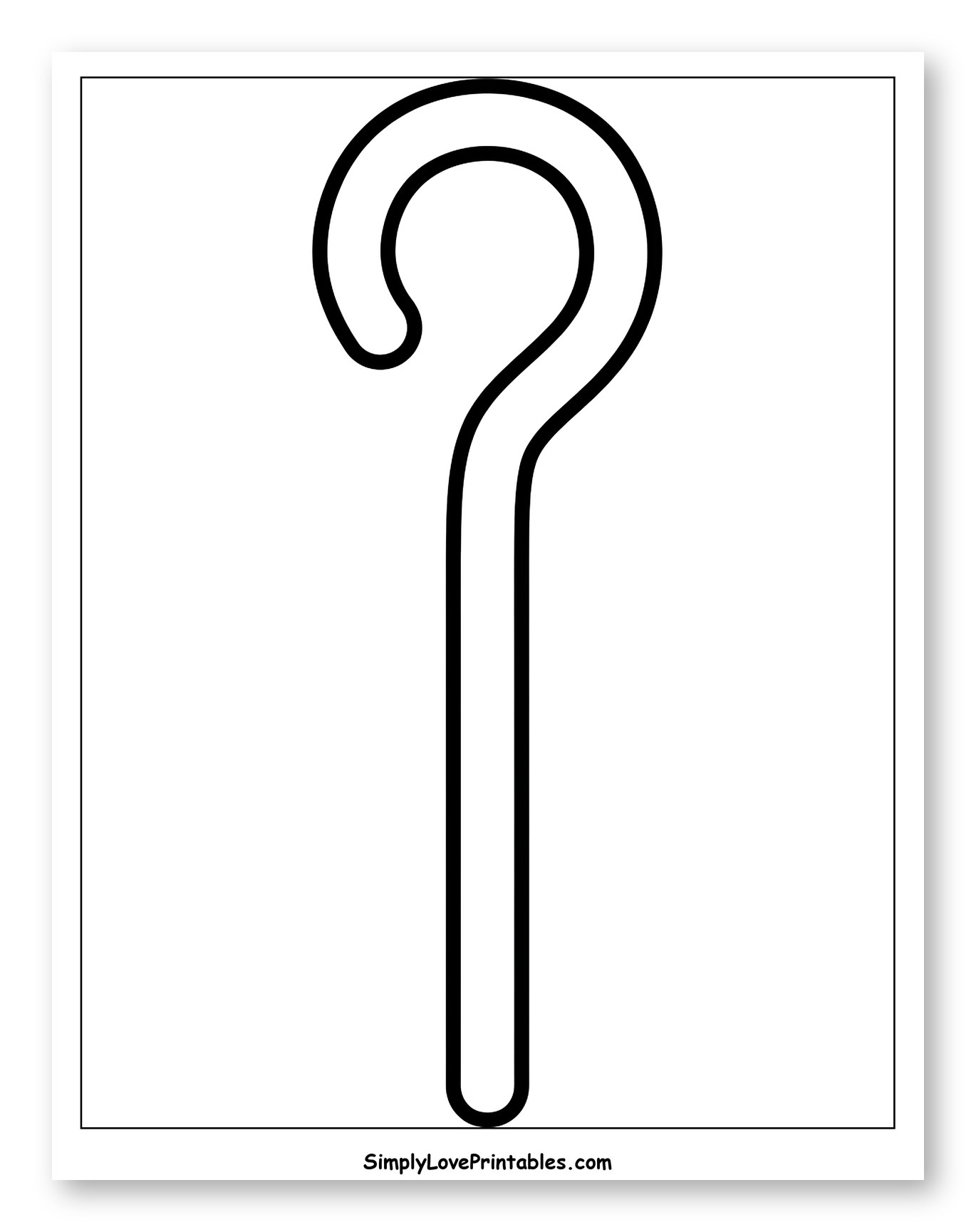 Simple Shepherd's Crook Outline to Color for Toddlers