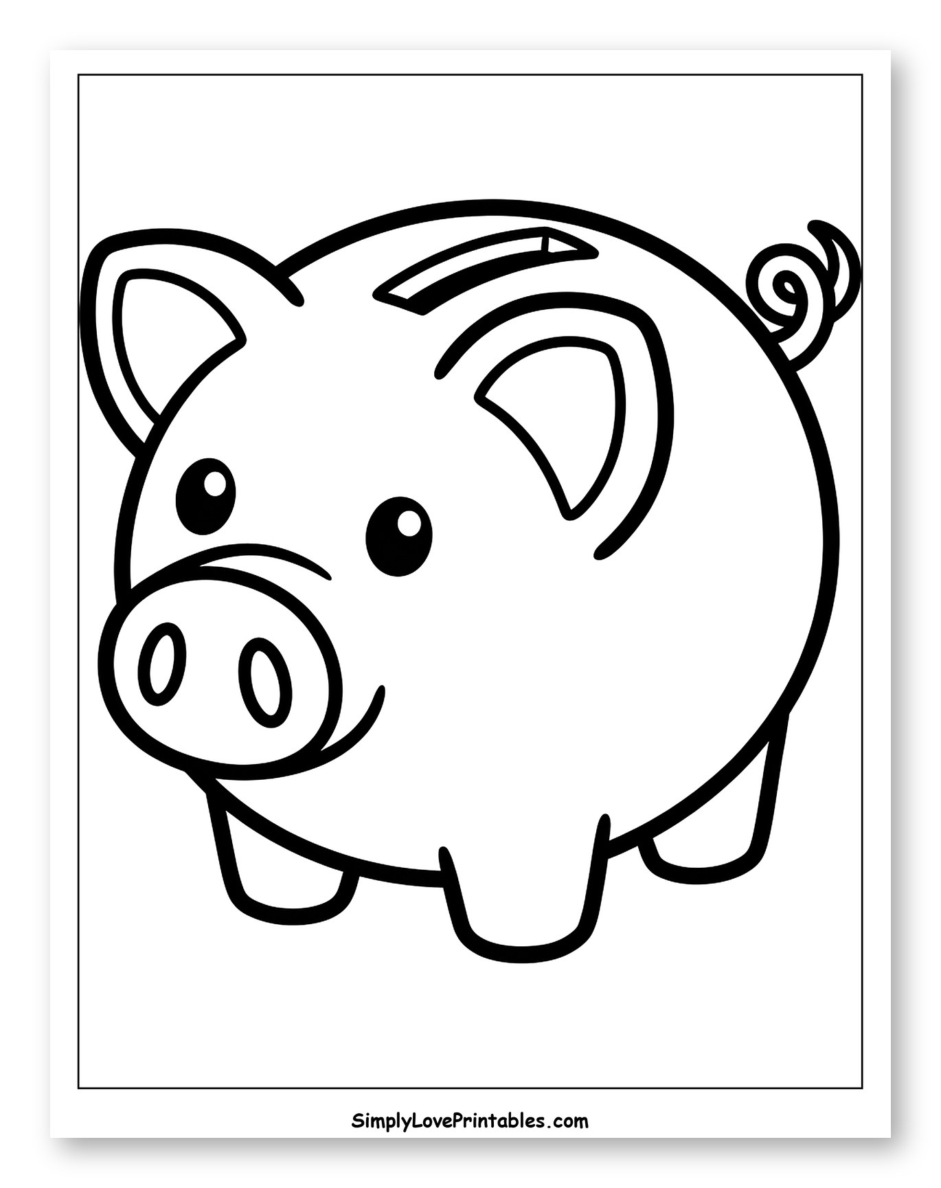 Simple Smiling Piggy Bank Coloring Page for Toddlers