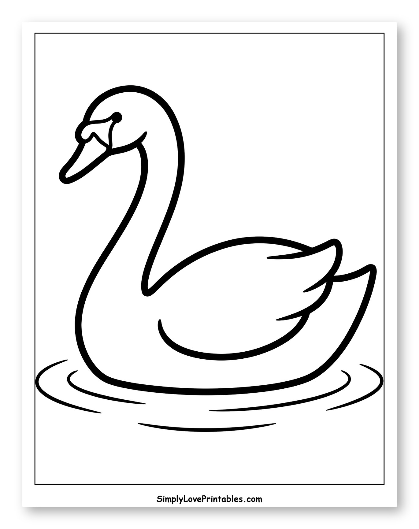 Simple Swan Floating on Water Coloring Sheet for Toddlers