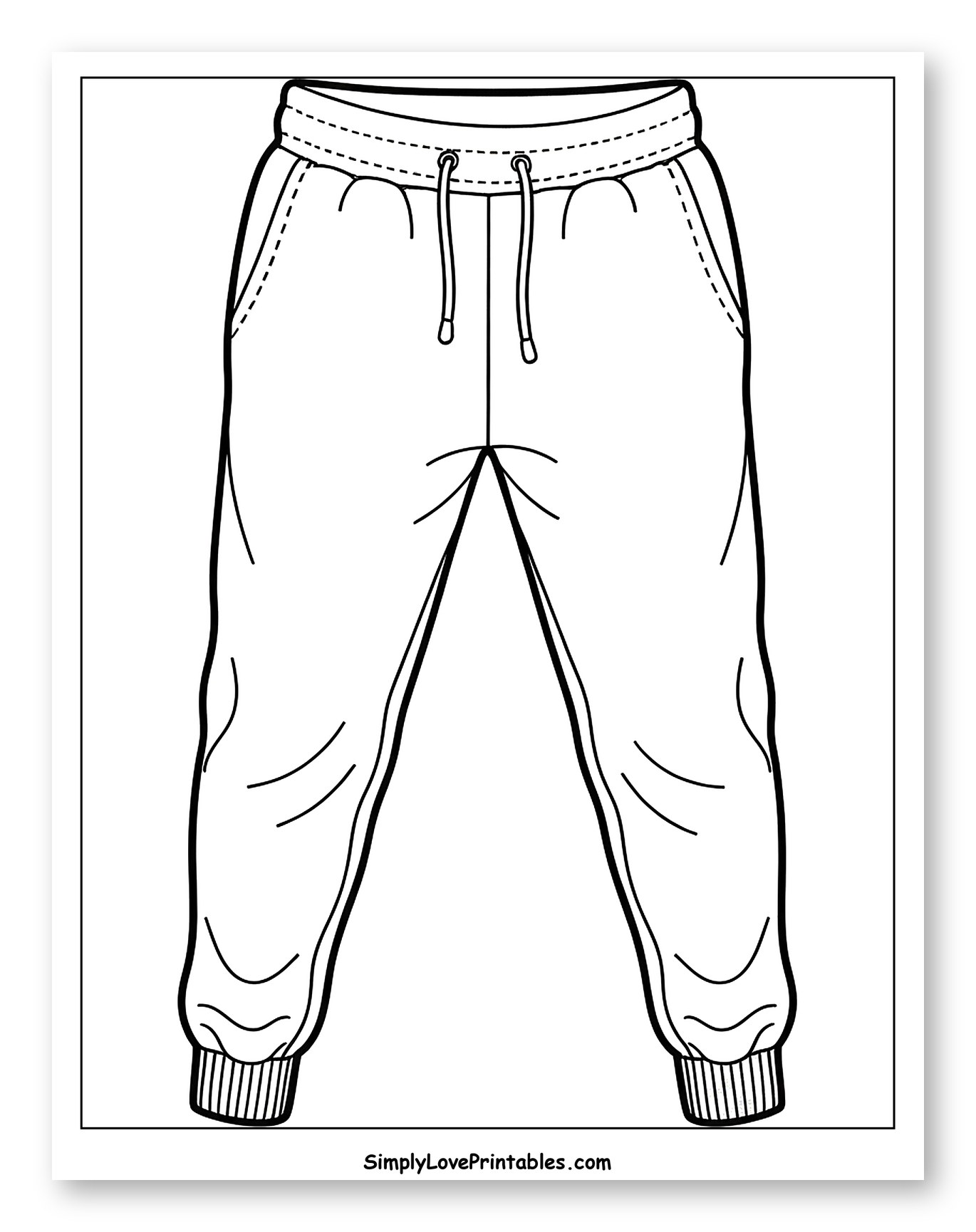 Simple Sweatpants with Drawstring and Cuffs
