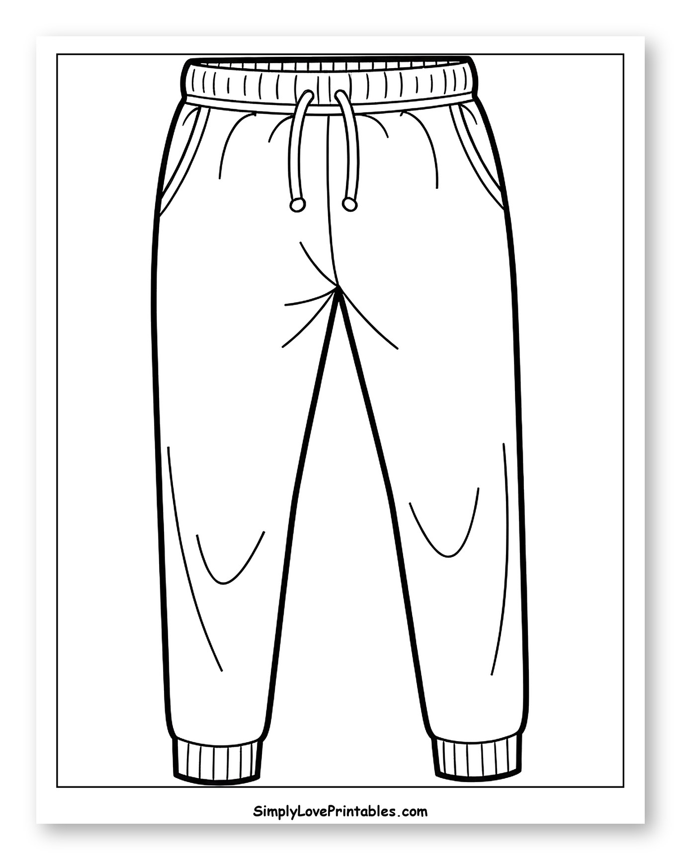 Simple Sweatpants with Drawstring and Pockets to Color for Toddlers