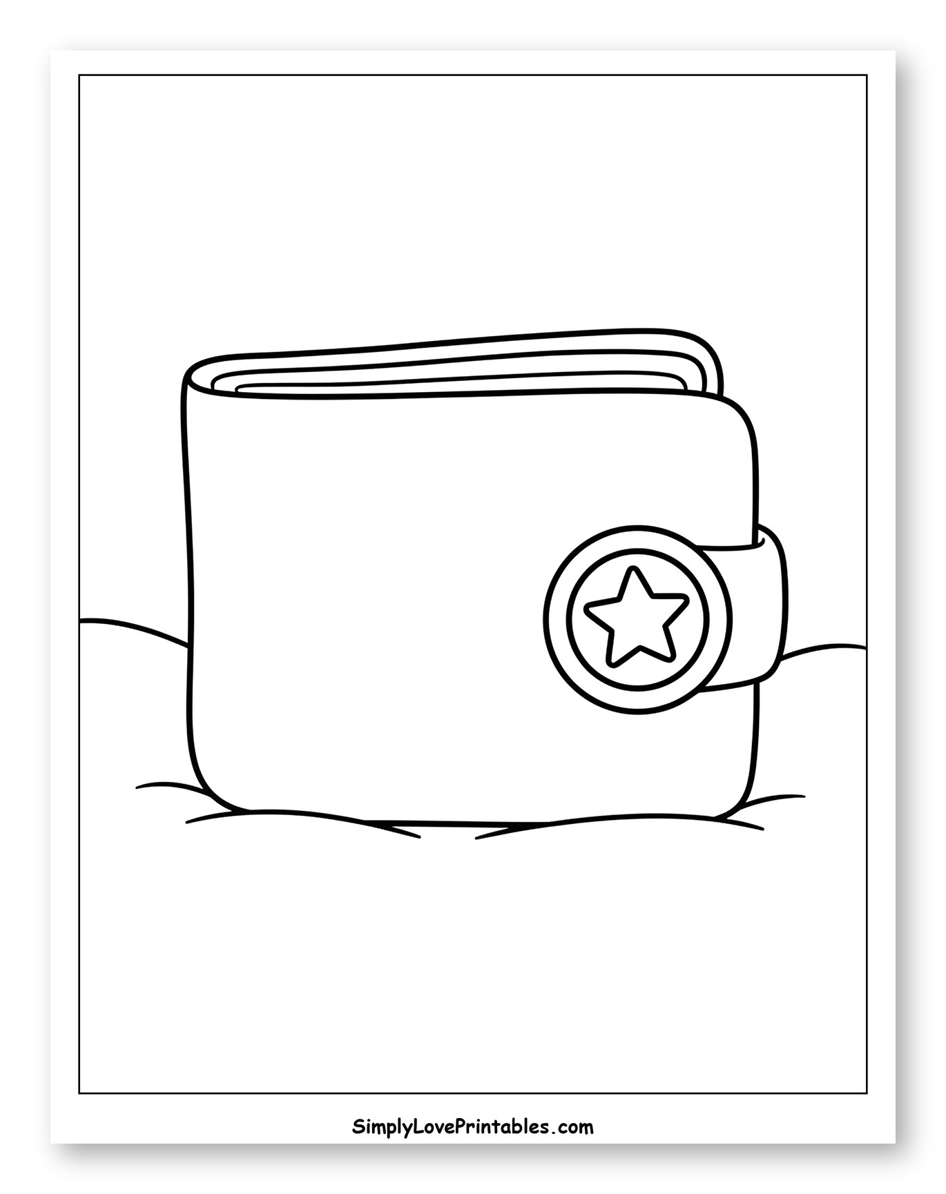 Simple Wallet with a Star Clasp Coloring Page for Toddlers