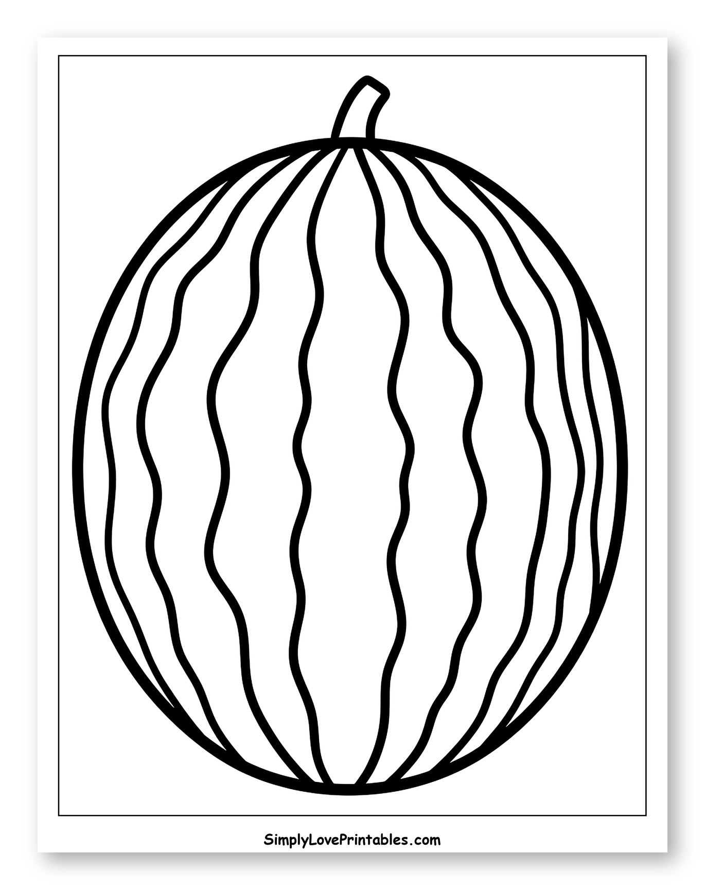 Simple Whole Watermelon Outline Coloring Sheet for Toddlers