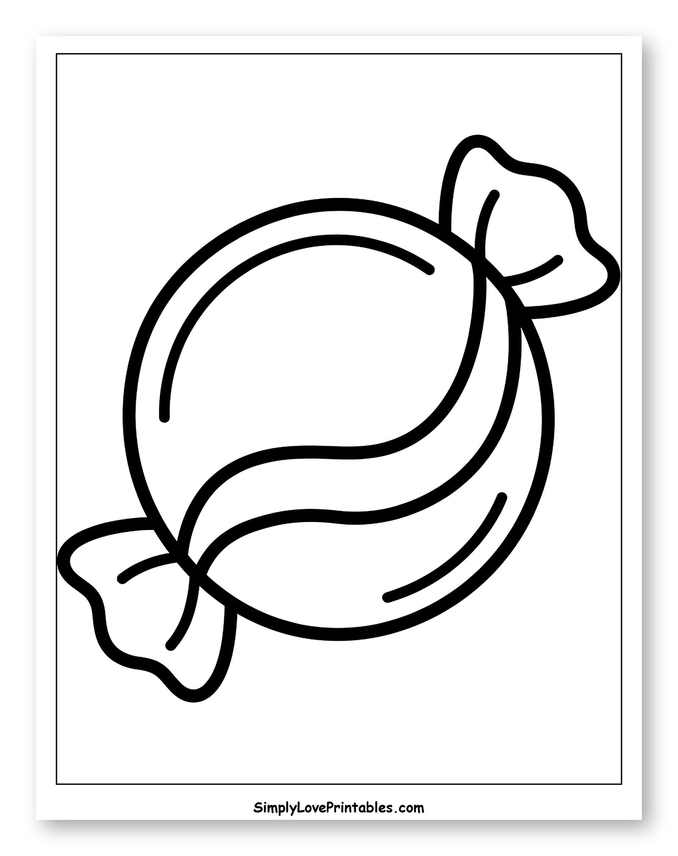 Simple Wrapped Candy Coloring Page for Toddlers