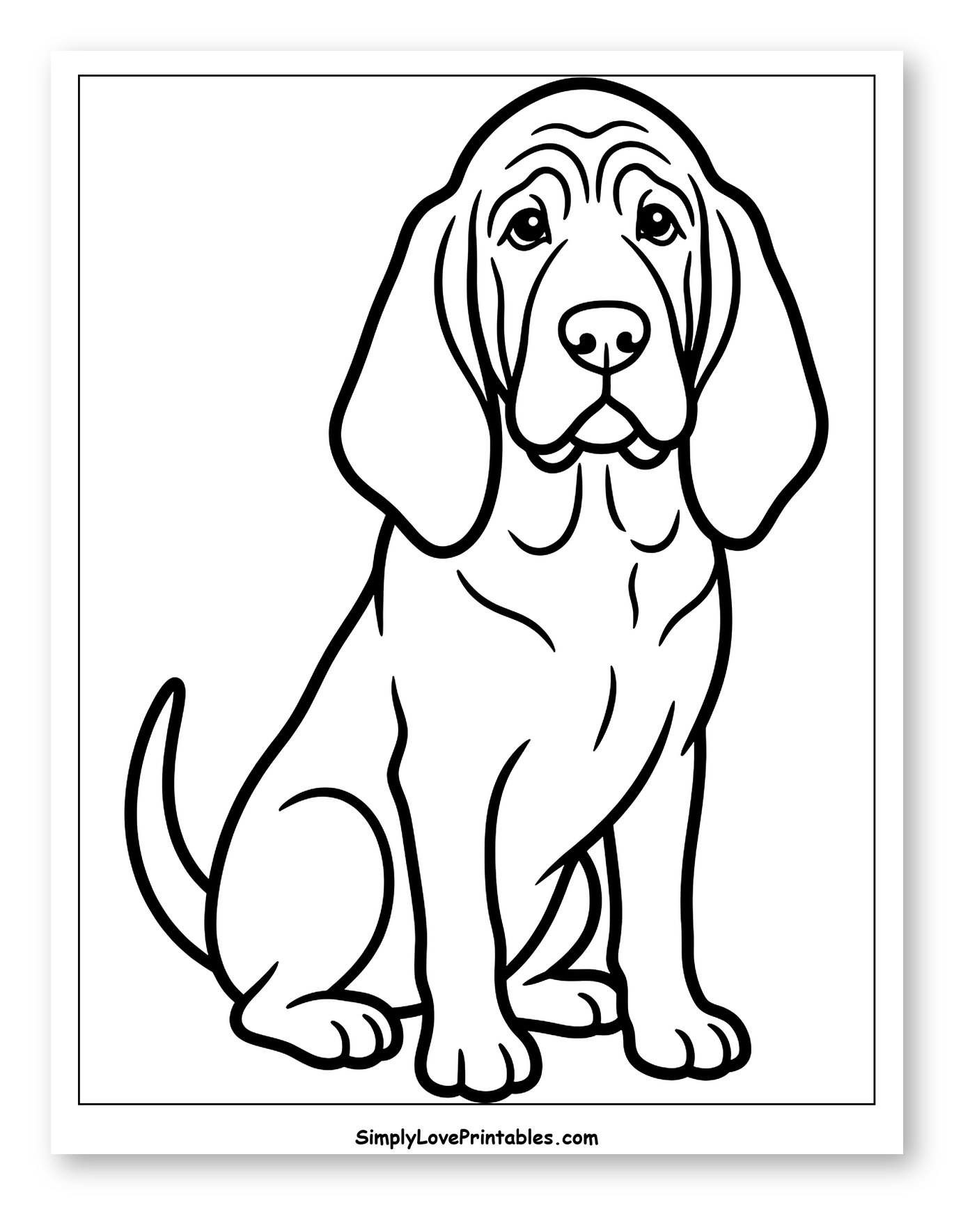 Sitting Bloodhound Puppy Line Art