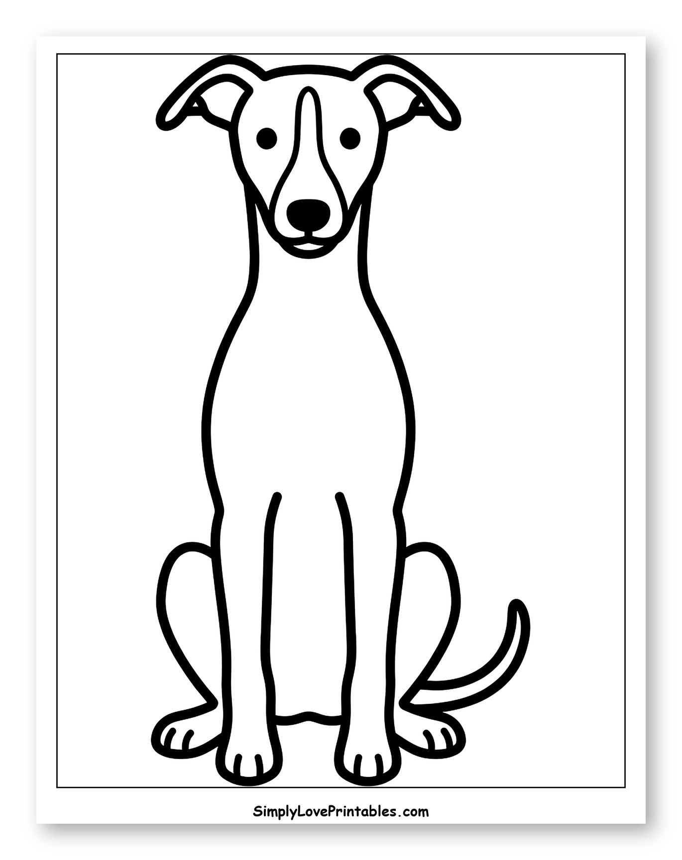 Sitting Whippet Dog Line Art