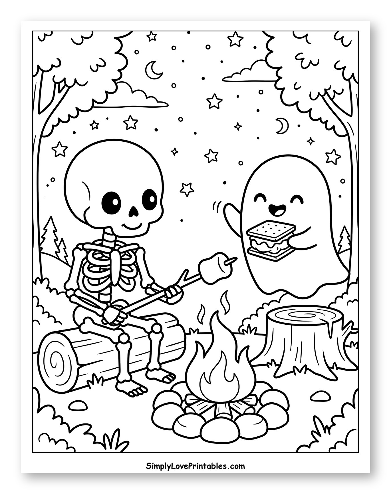 Skeleton and Ghost Campfire S'mores
