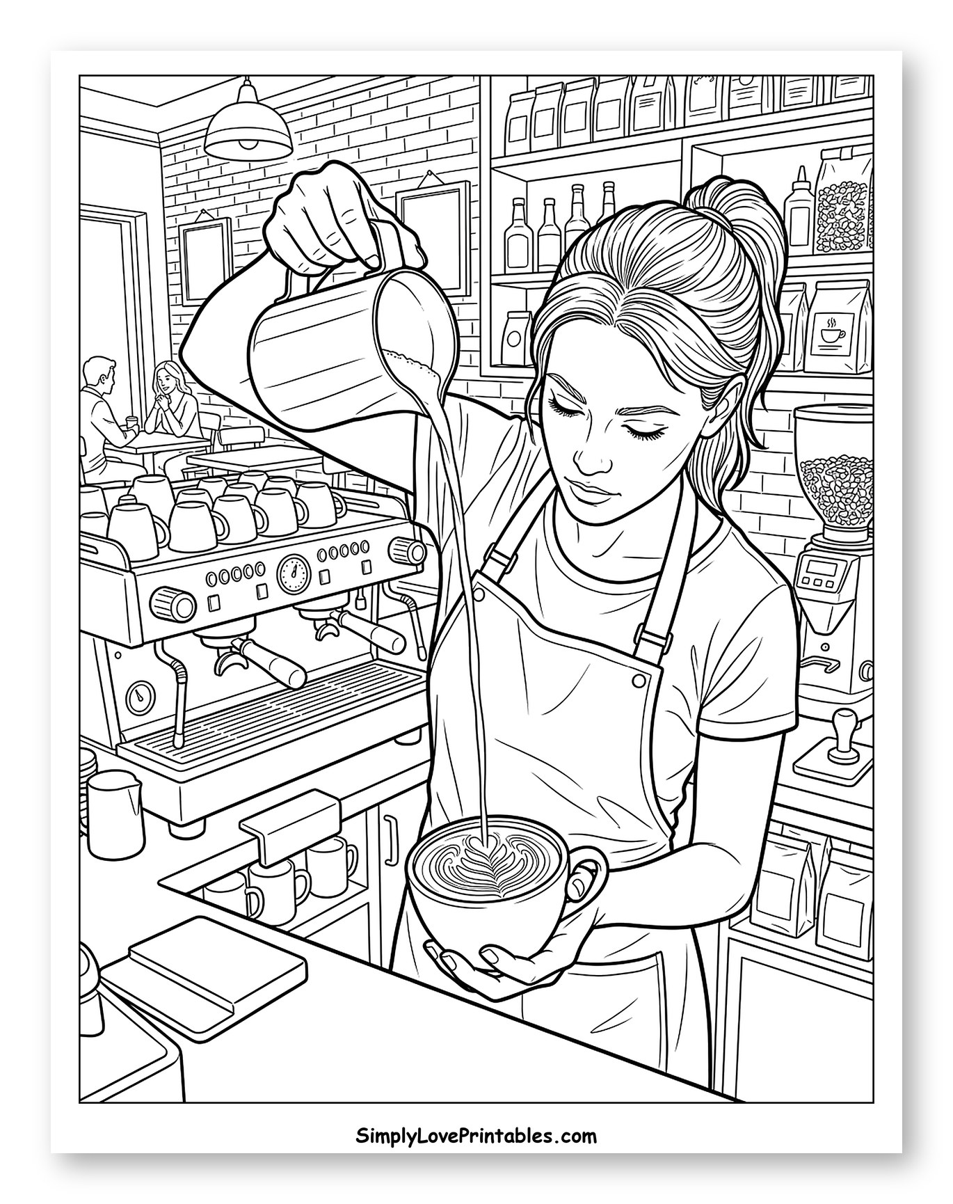 Skilled Barista Pouring Latte Art in a Cafe