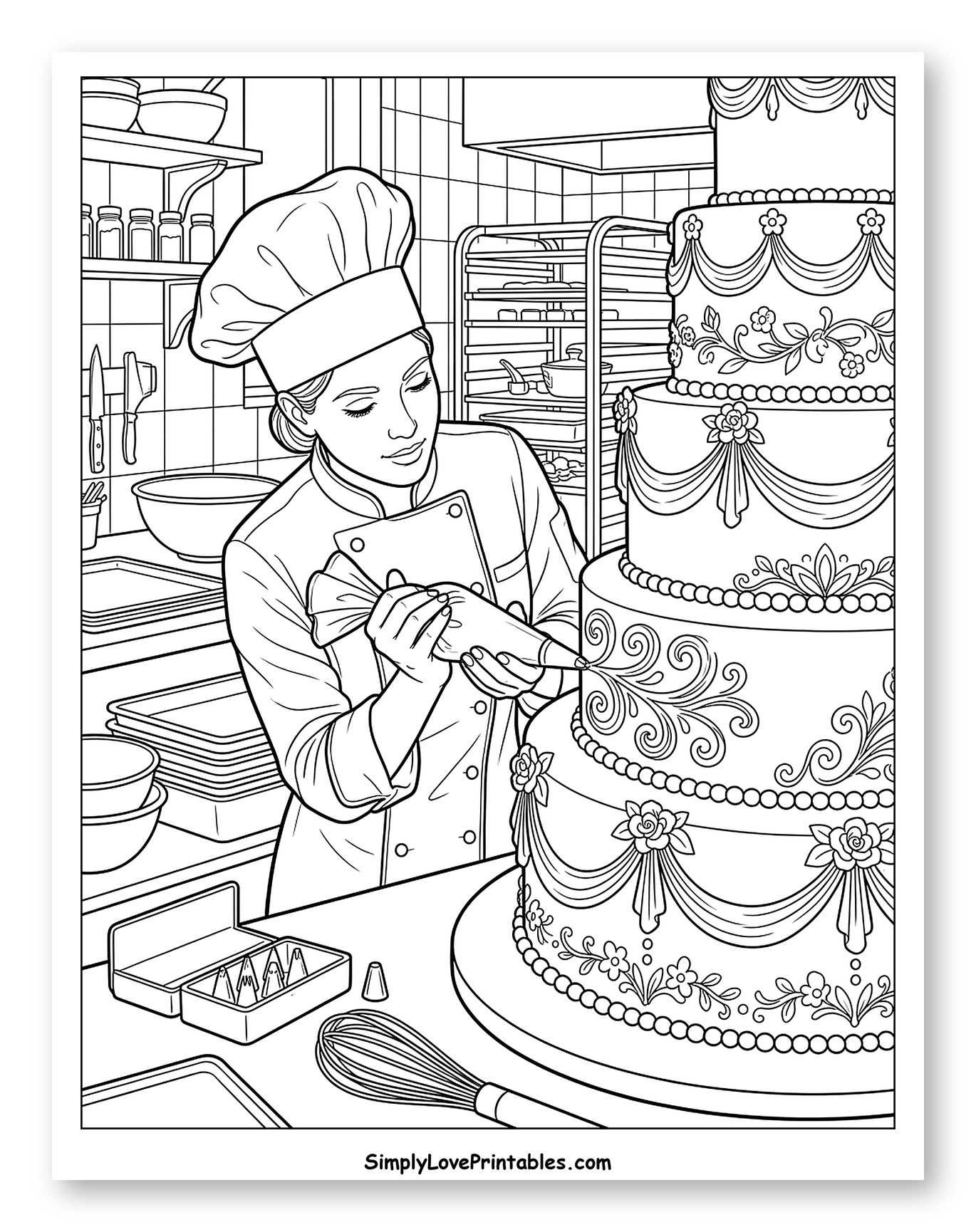 Skilled Chef Decorating a Beautiful Cake