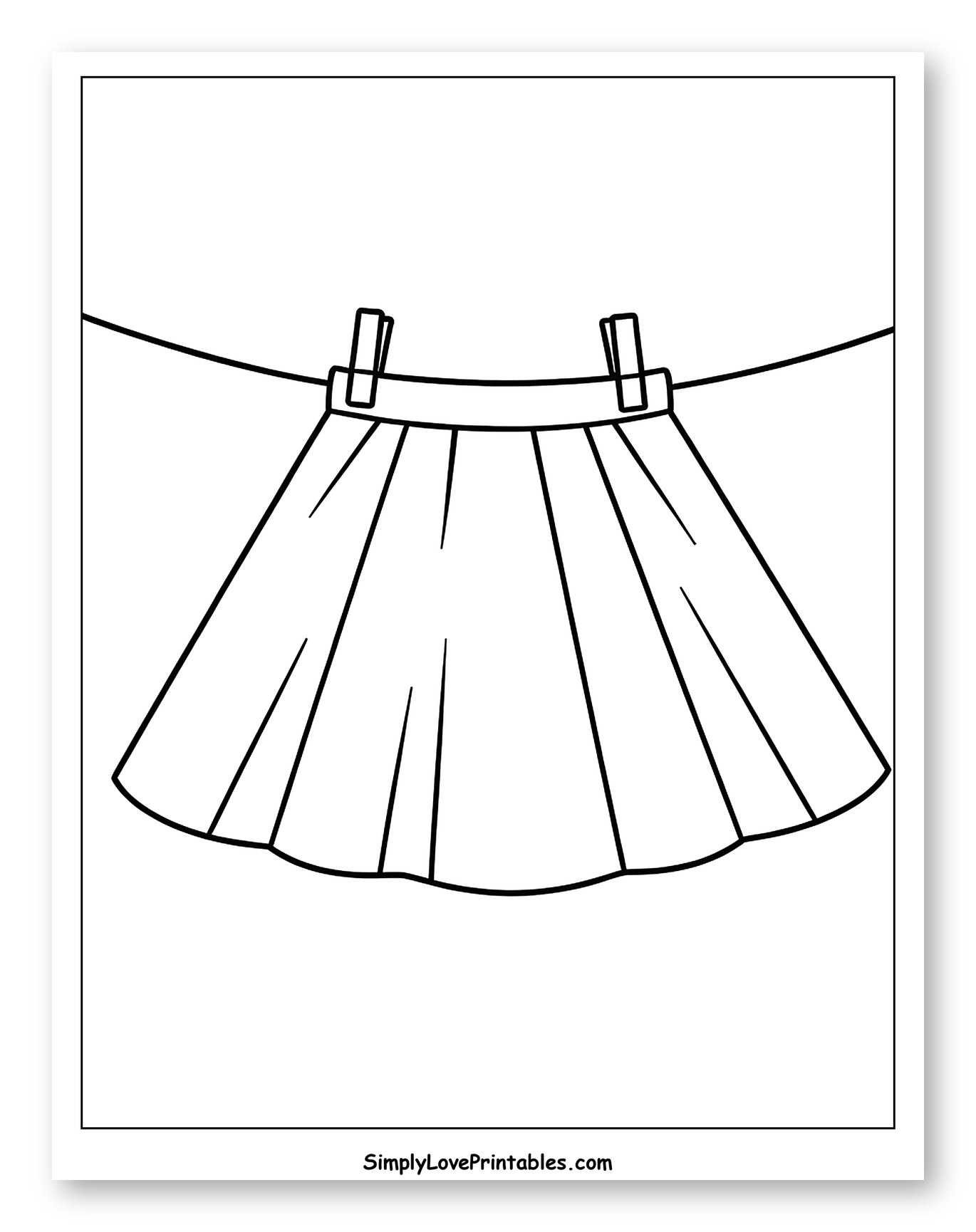 Skirt Hung on a Clothesline with Clothespins