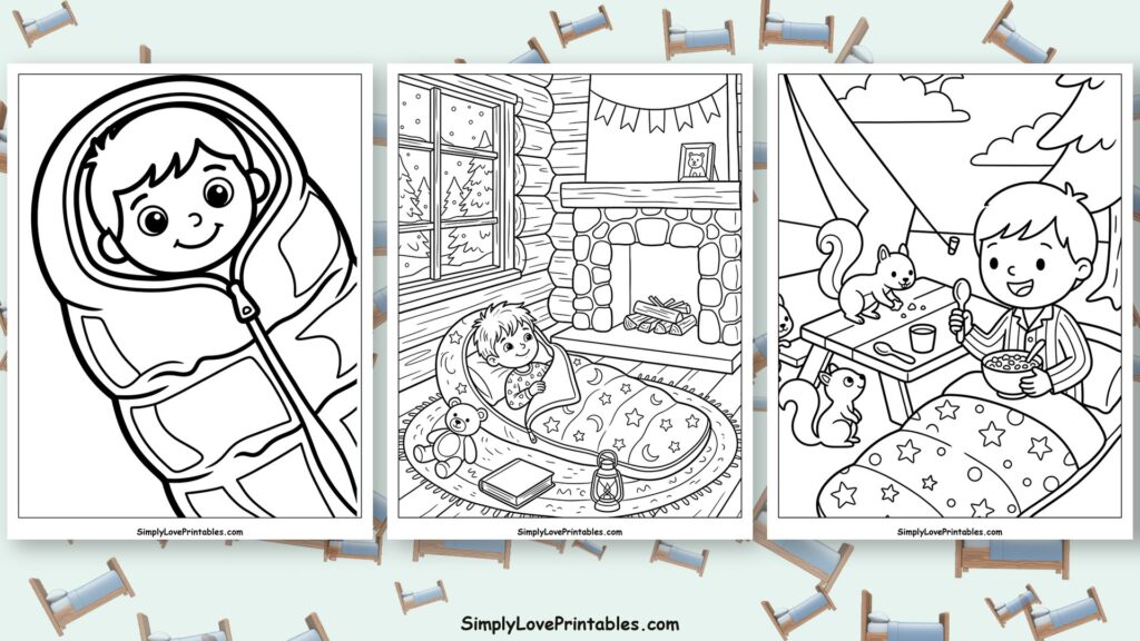 Sleeping bag coloring pages featured image