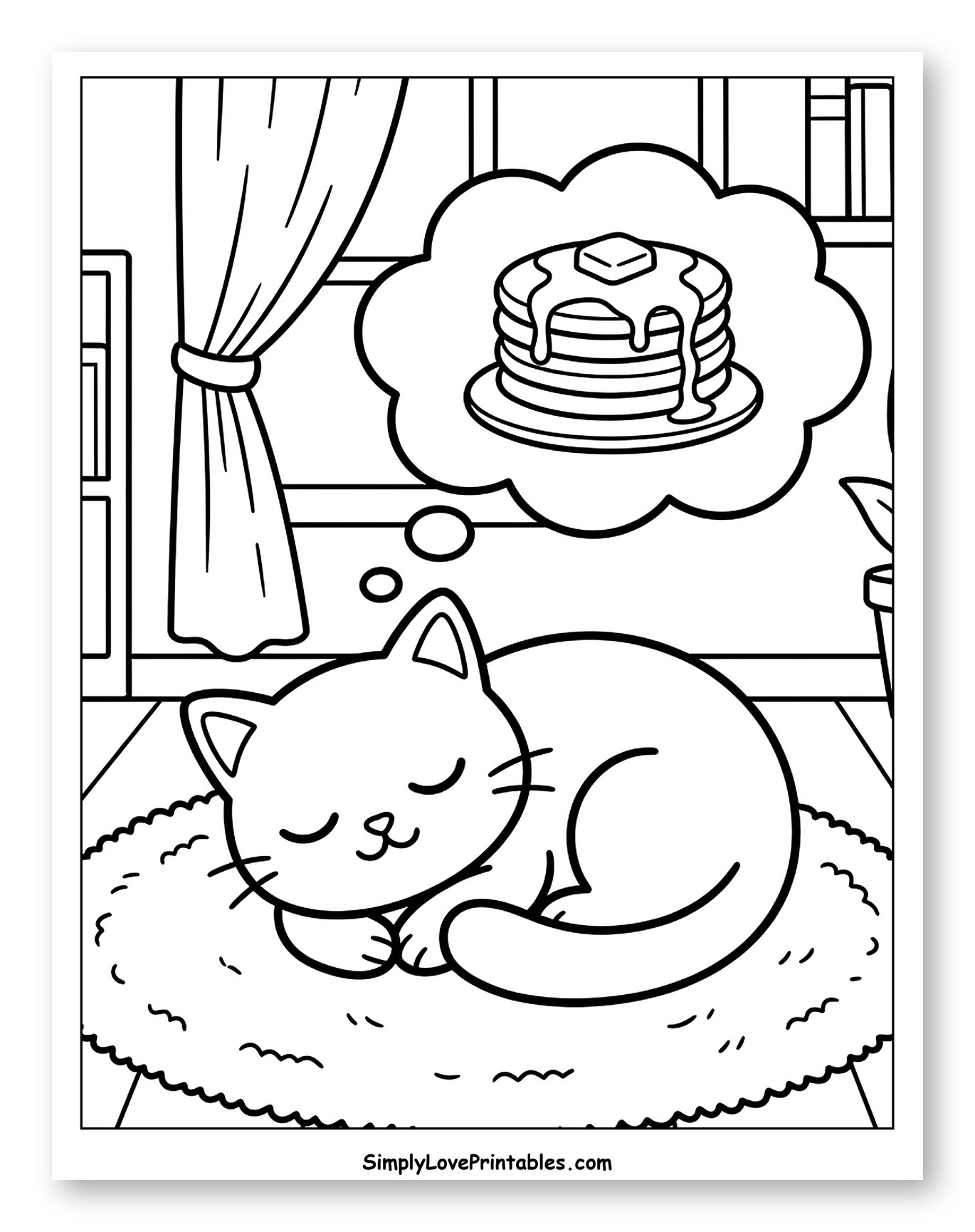 Sleeping Cat Dreaming of Delicious Pancakes