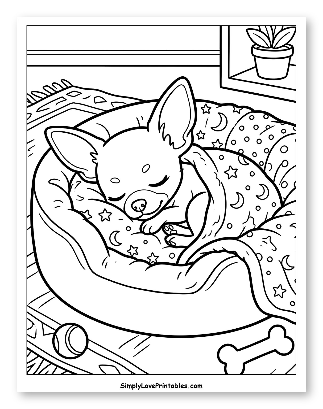 Sleeping Chihuahua in a Cozy Dog Bed