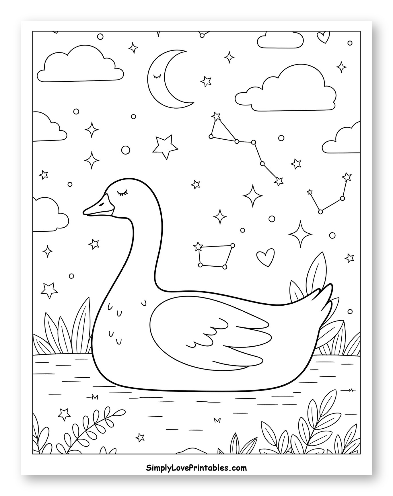 Sleeping Goose Under a Starry Night Sky