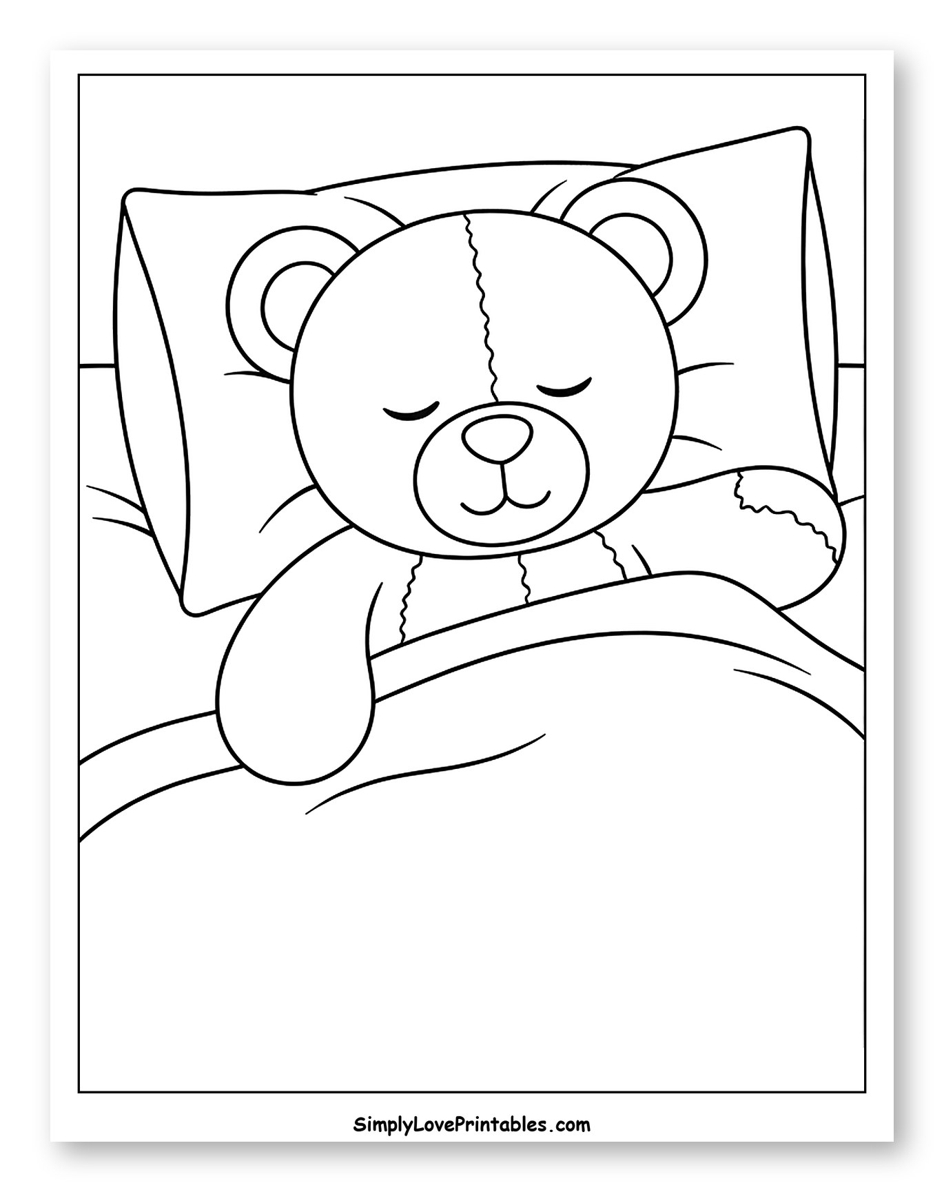 Sleeping Teddy Bear in Bed