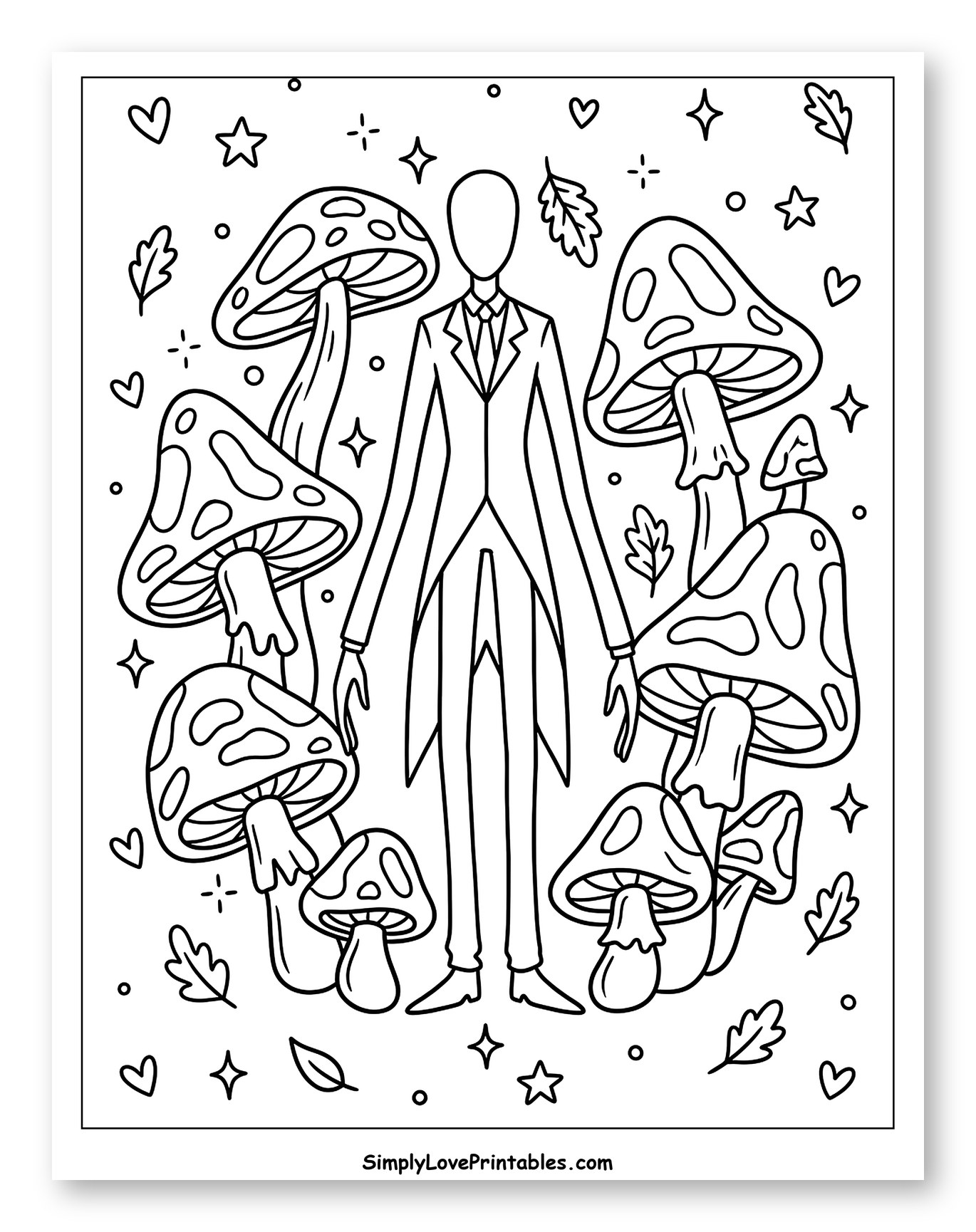 Slender Man Among Fantasy Mushrooms