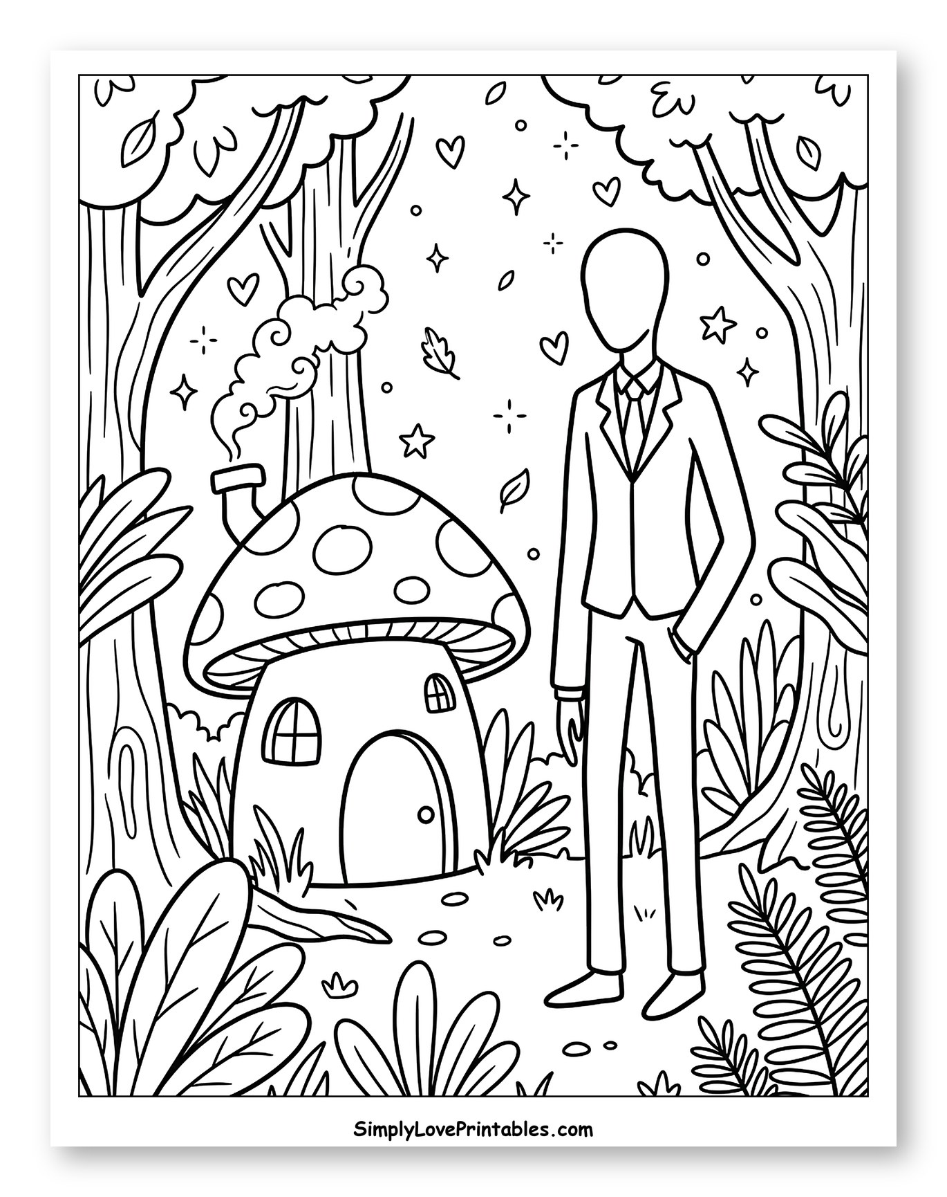 Slender Man in a Whimsical Forest