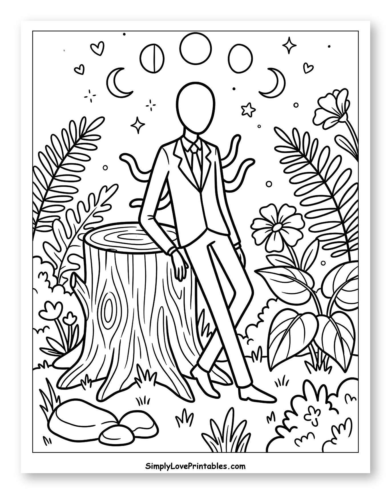 Slender Man Leaning on a Tree Stump