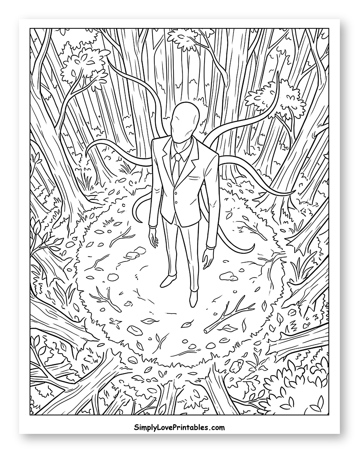 Slender Man Surrounded by Forest Trees
