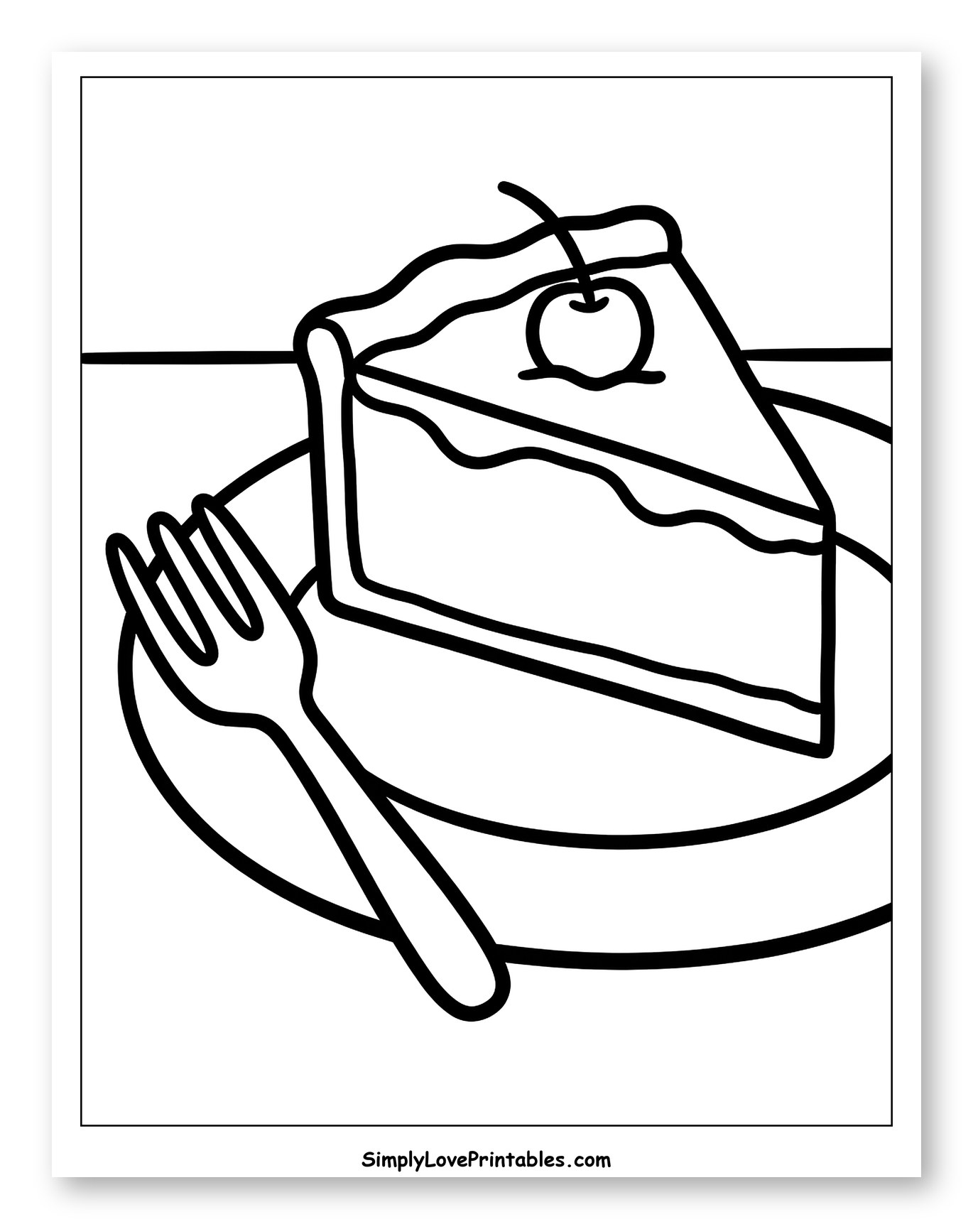 Slice of Cheesecake with Cherry and Fork