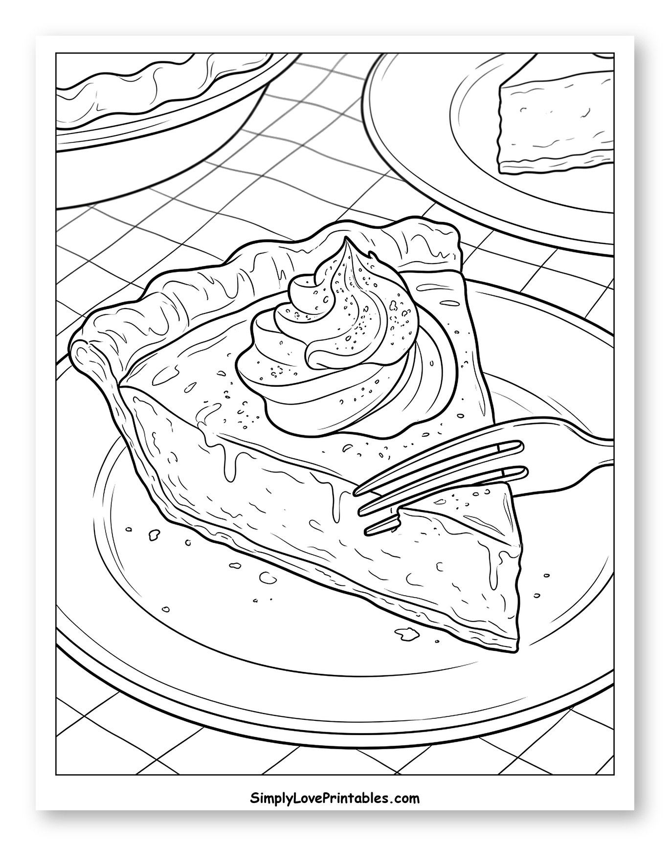 Slice of Pie with Whipped Cream and Fork