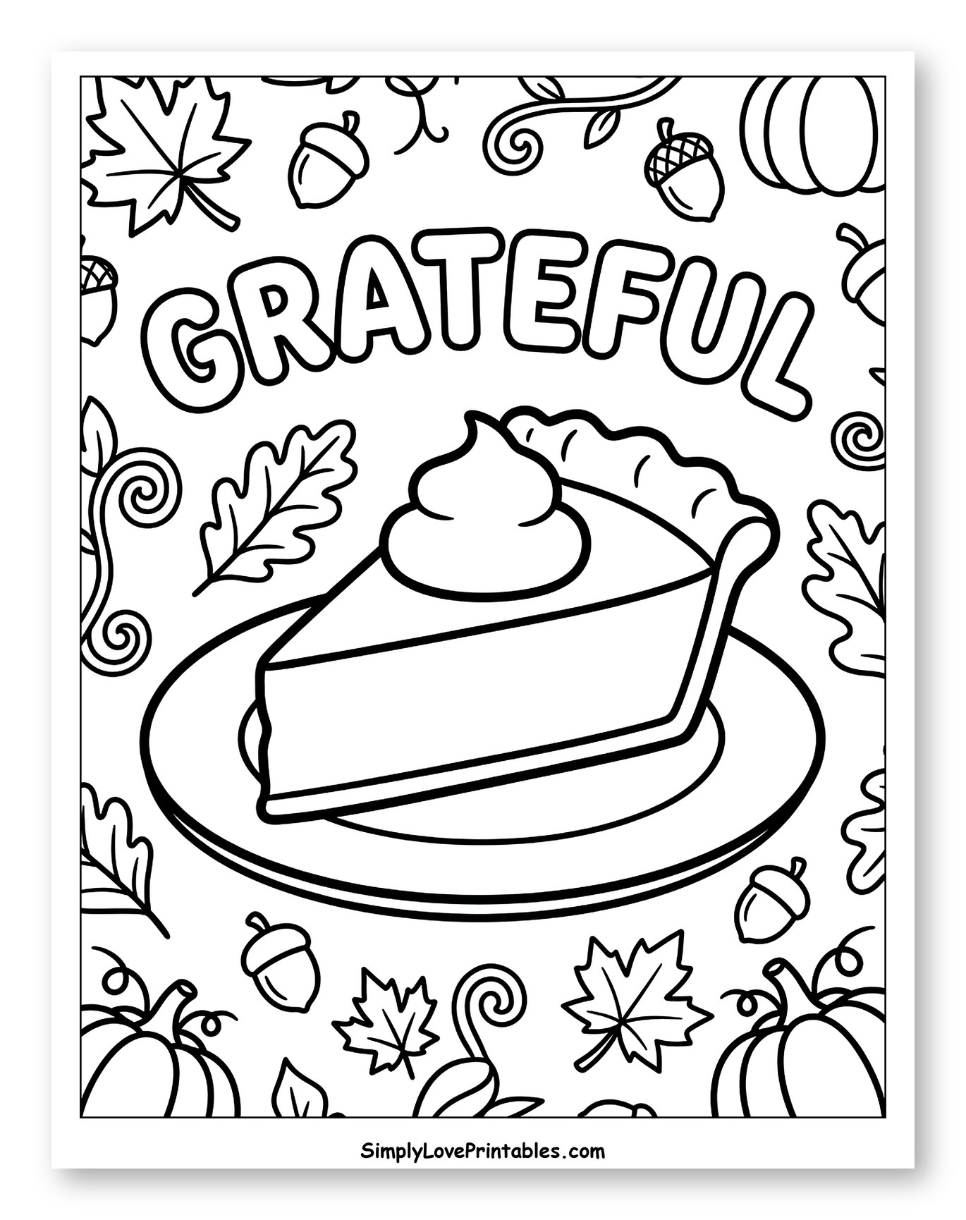 Slice of Pumpkin Pie with Grateful Text