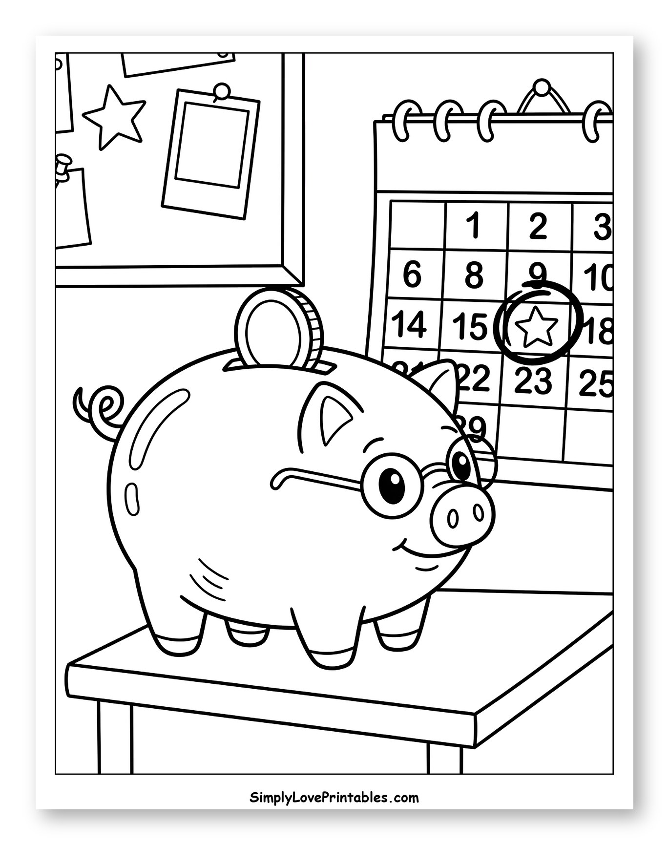 Smart Piggy Bank with Calendar and Bulletin Board