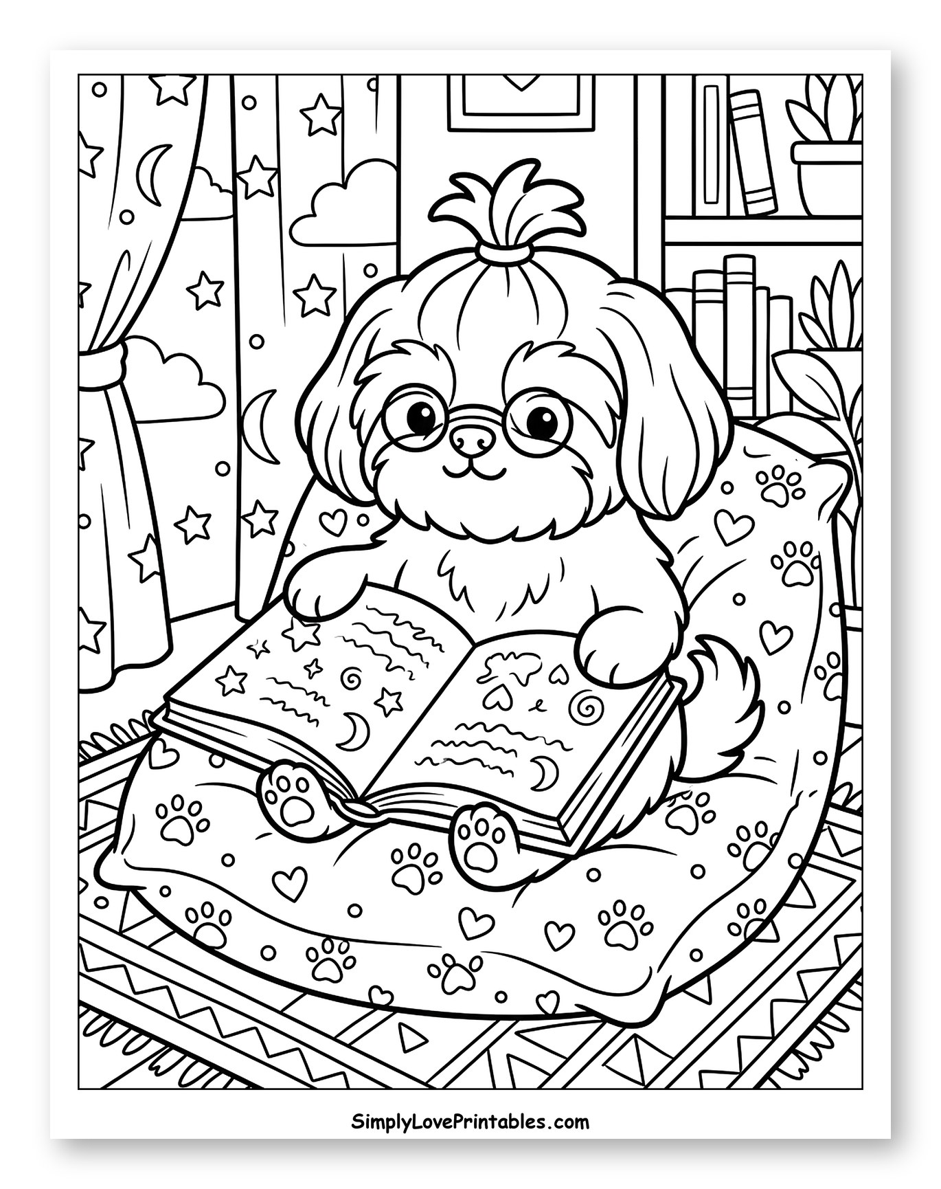 Smart Shih Tzu Reading by the Window
