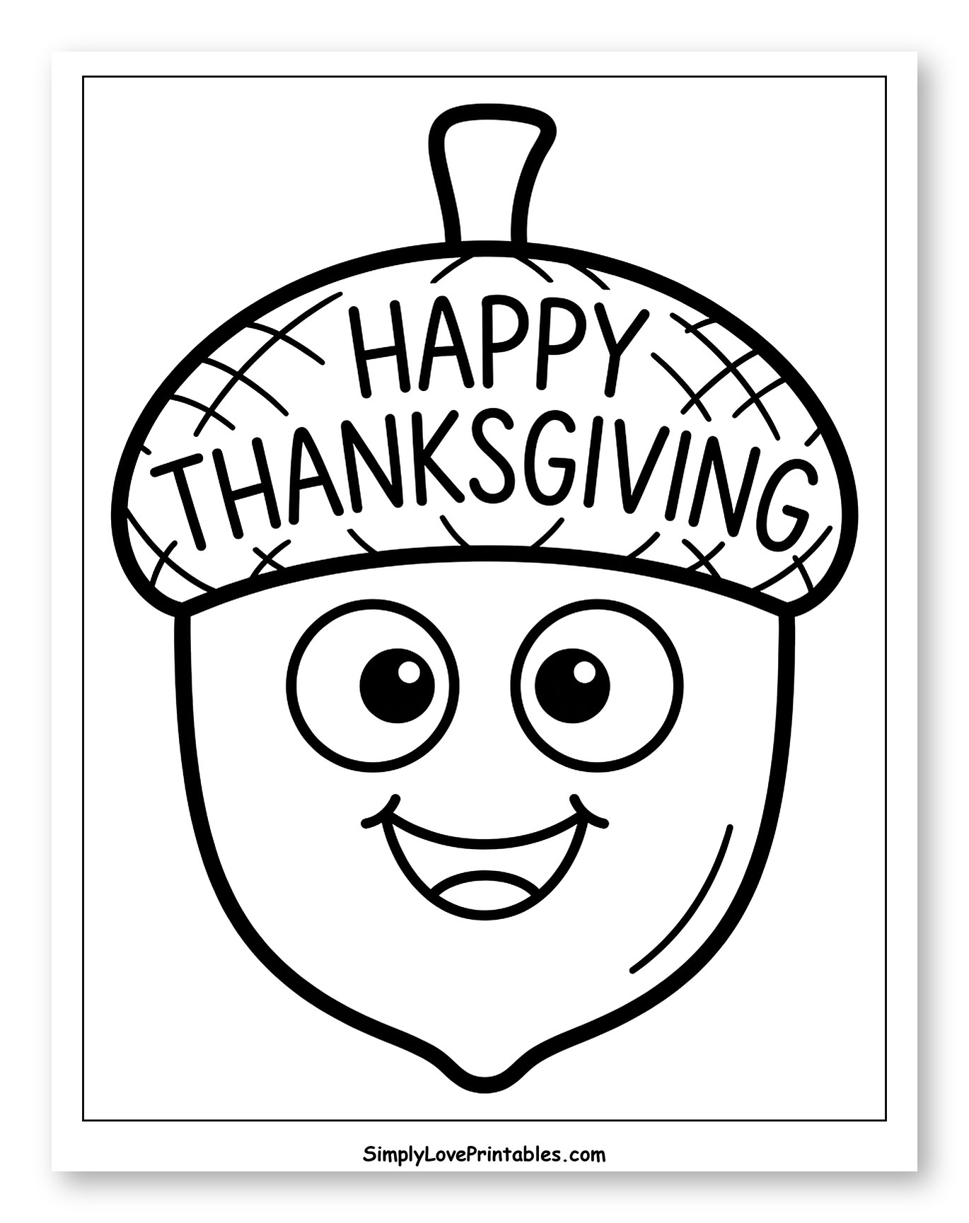 Smiling Acorn Wishing Happy Thanksgiving
