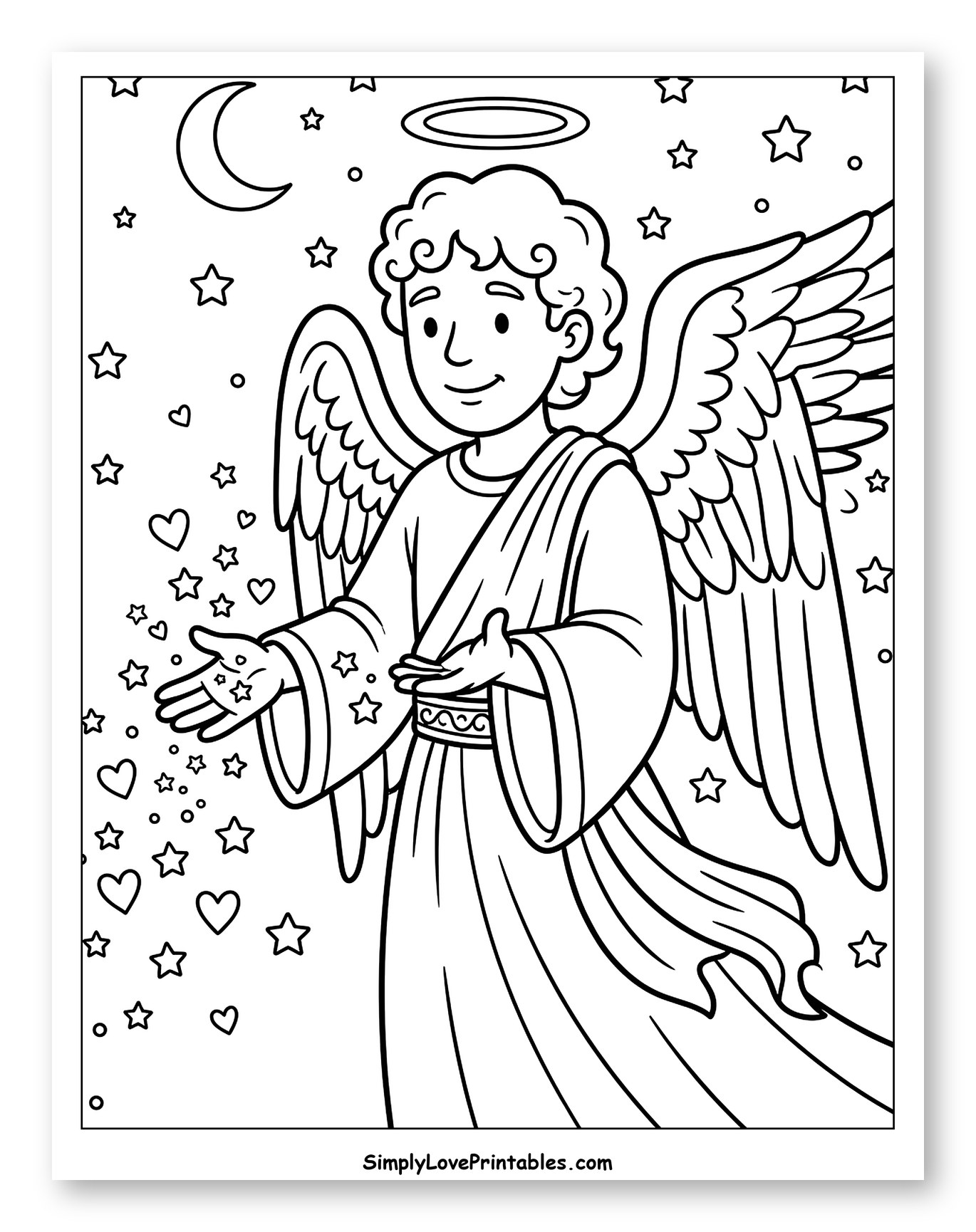 Smiling Angel Emitting Stars and Hearts
