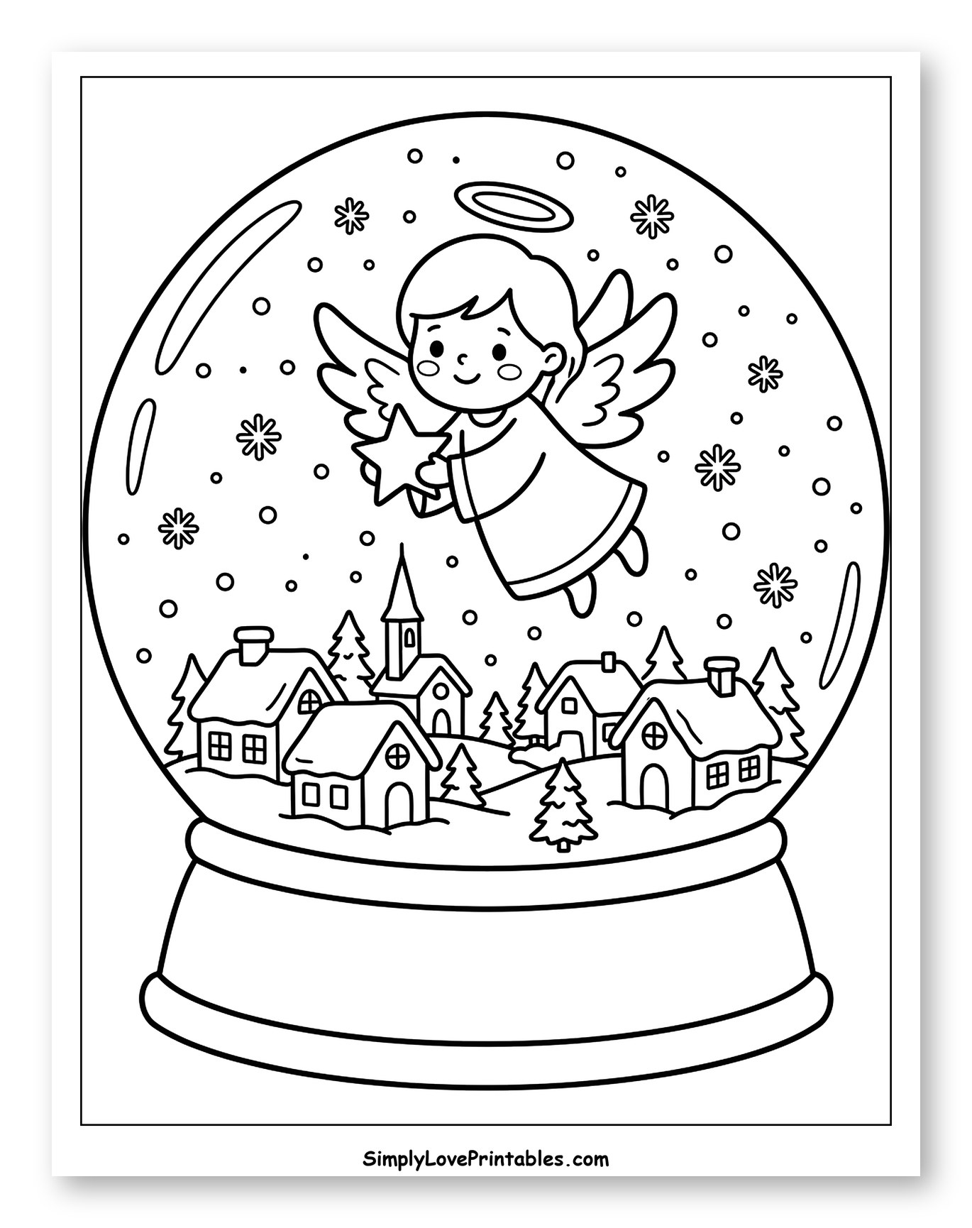 Smiling Angel in a Winter Snow Globe
