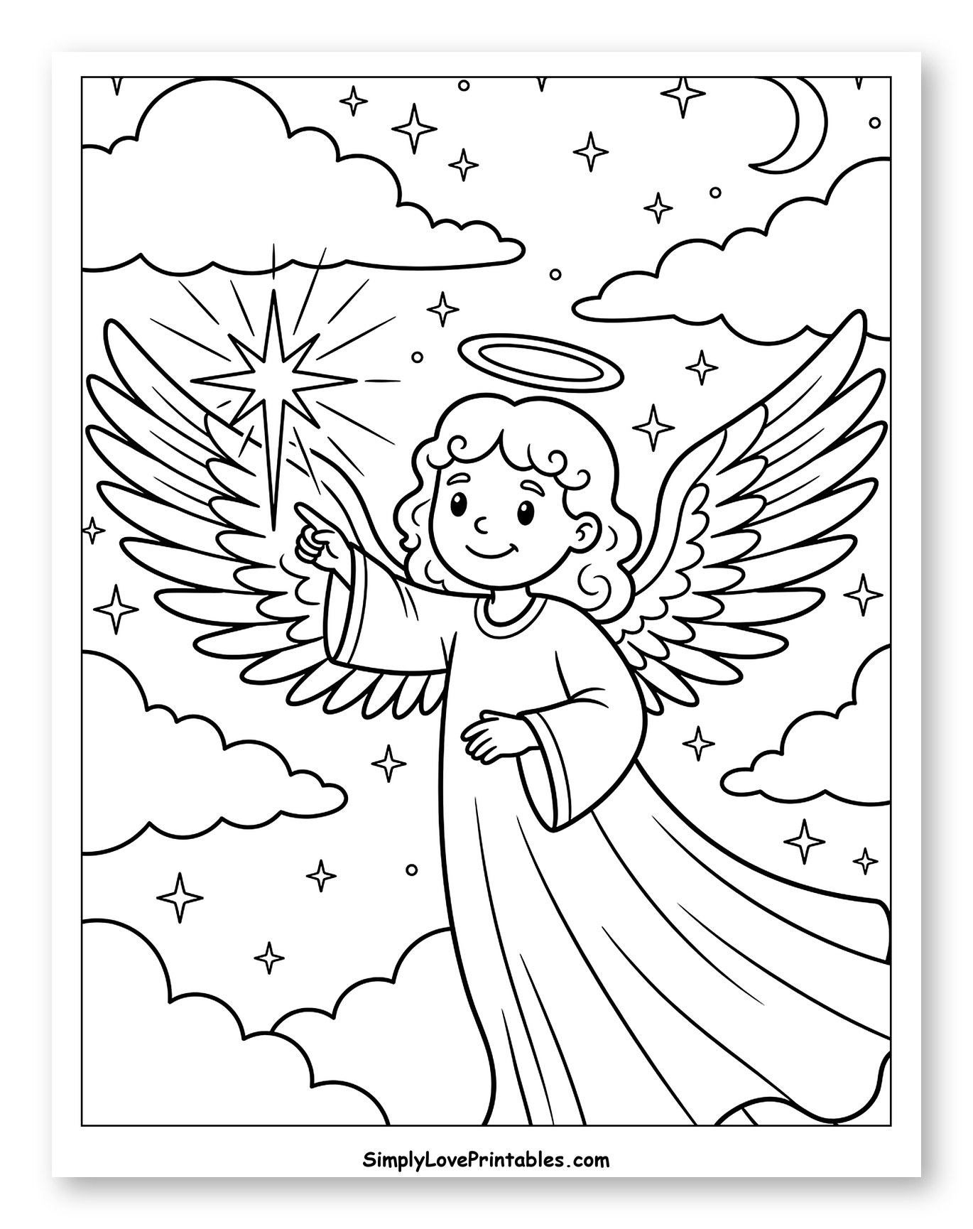 Smiling Angel Pointing to a Bright Star