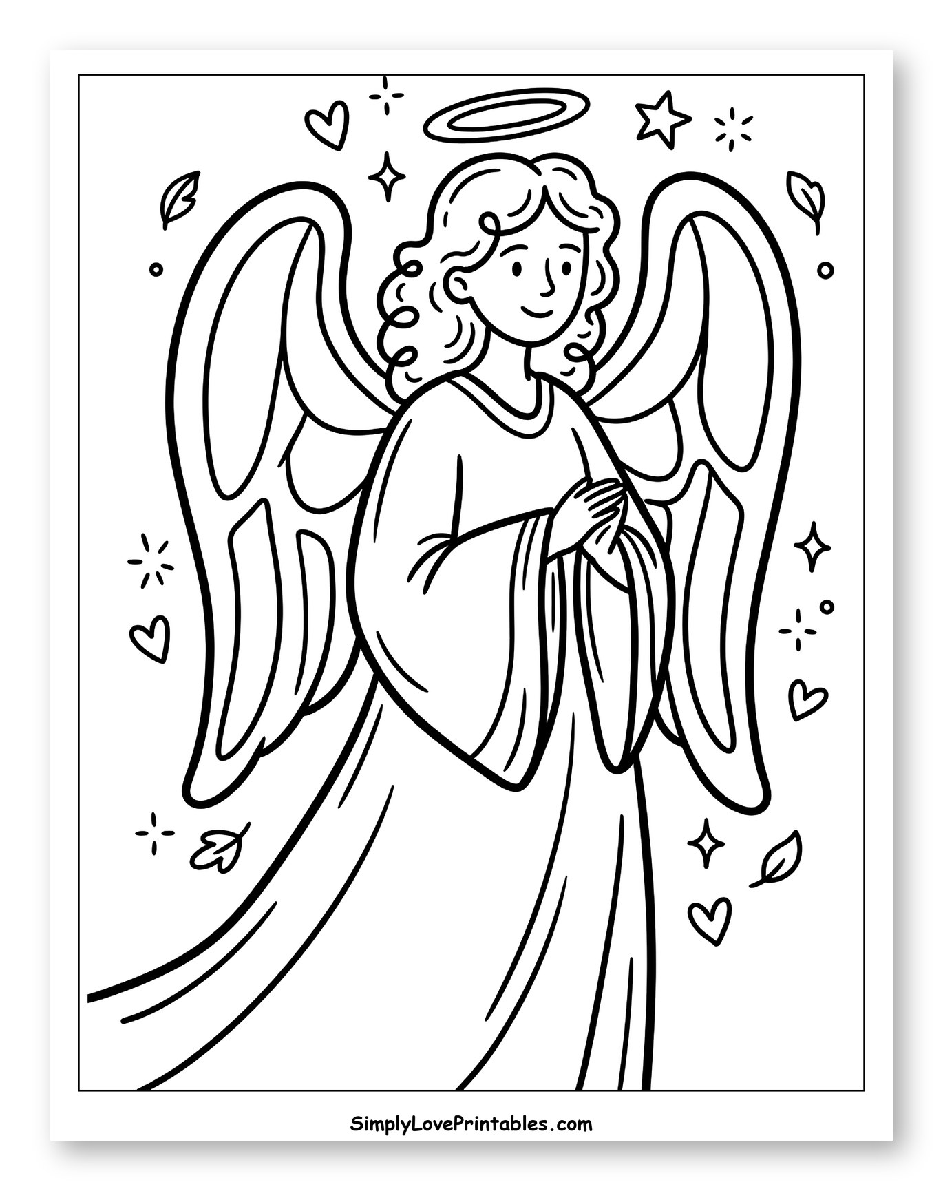 Smiling Angel with Clasped Hands and Halo