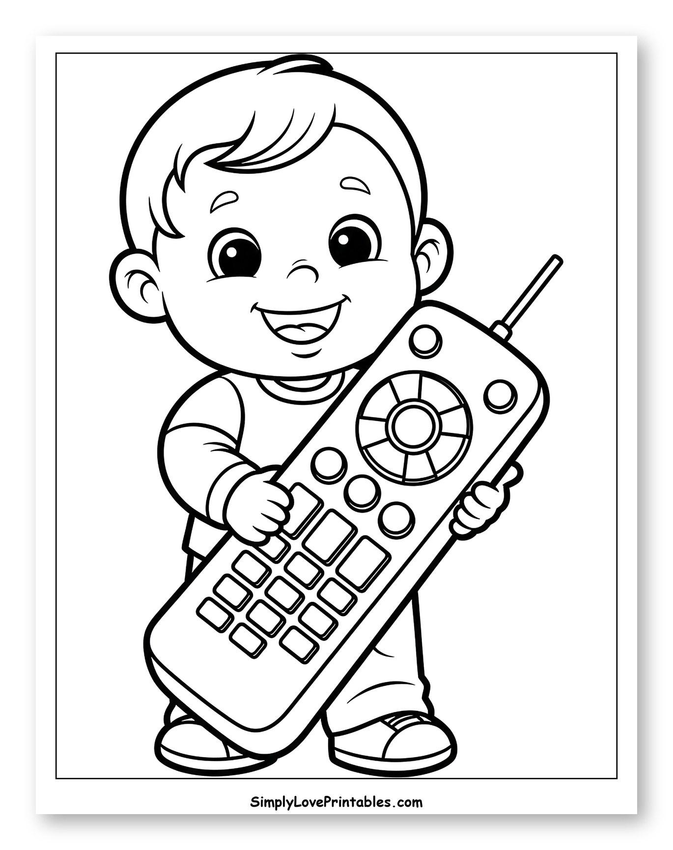 Smiling Baby Holding Giant Remote Control