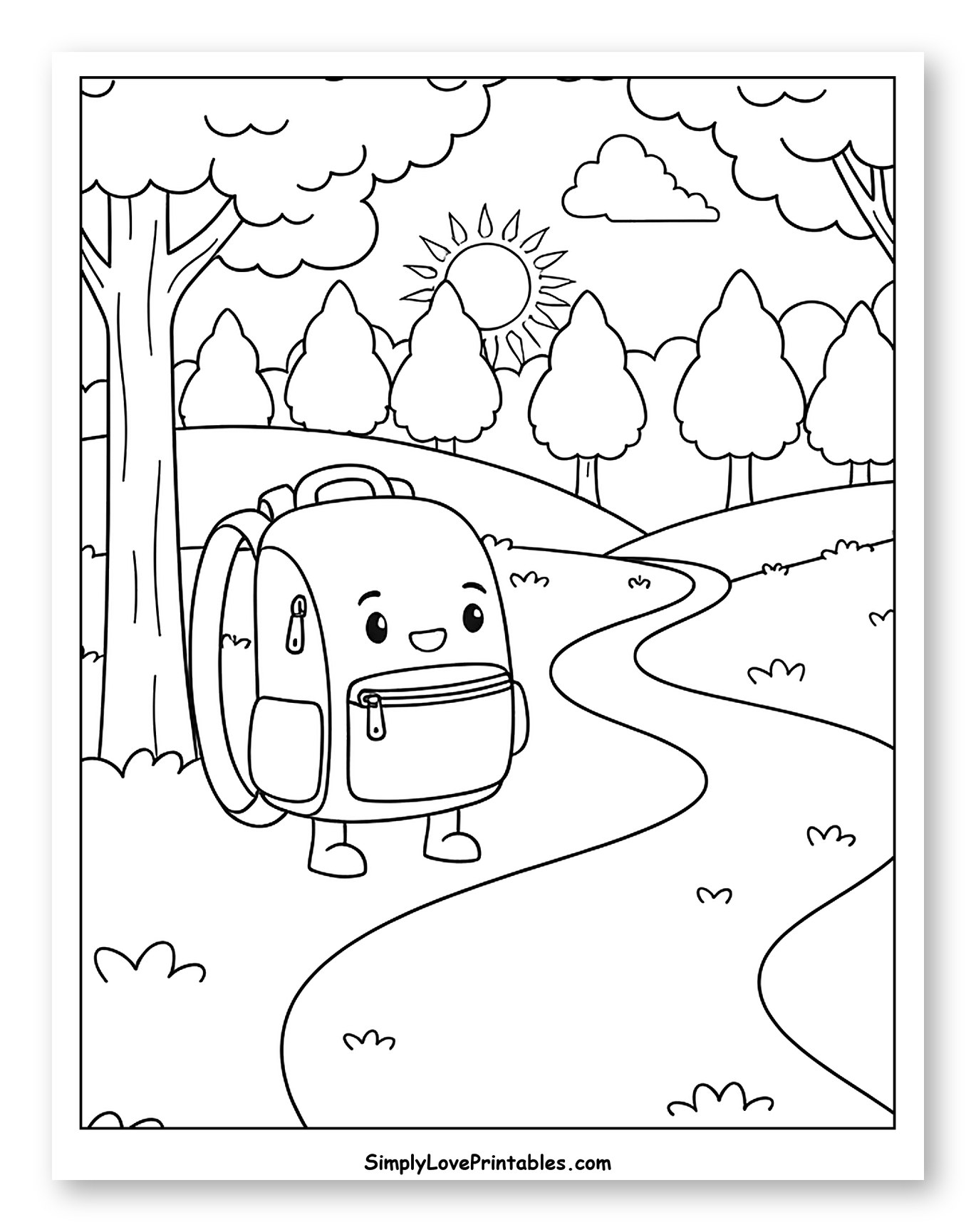 Smiling Backpack Walking Through the Woods