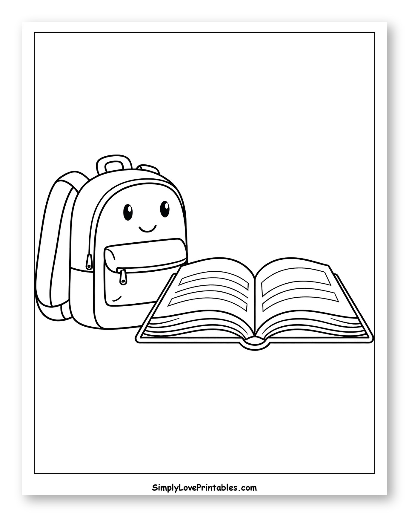 Smiling Backpack with an Open Book