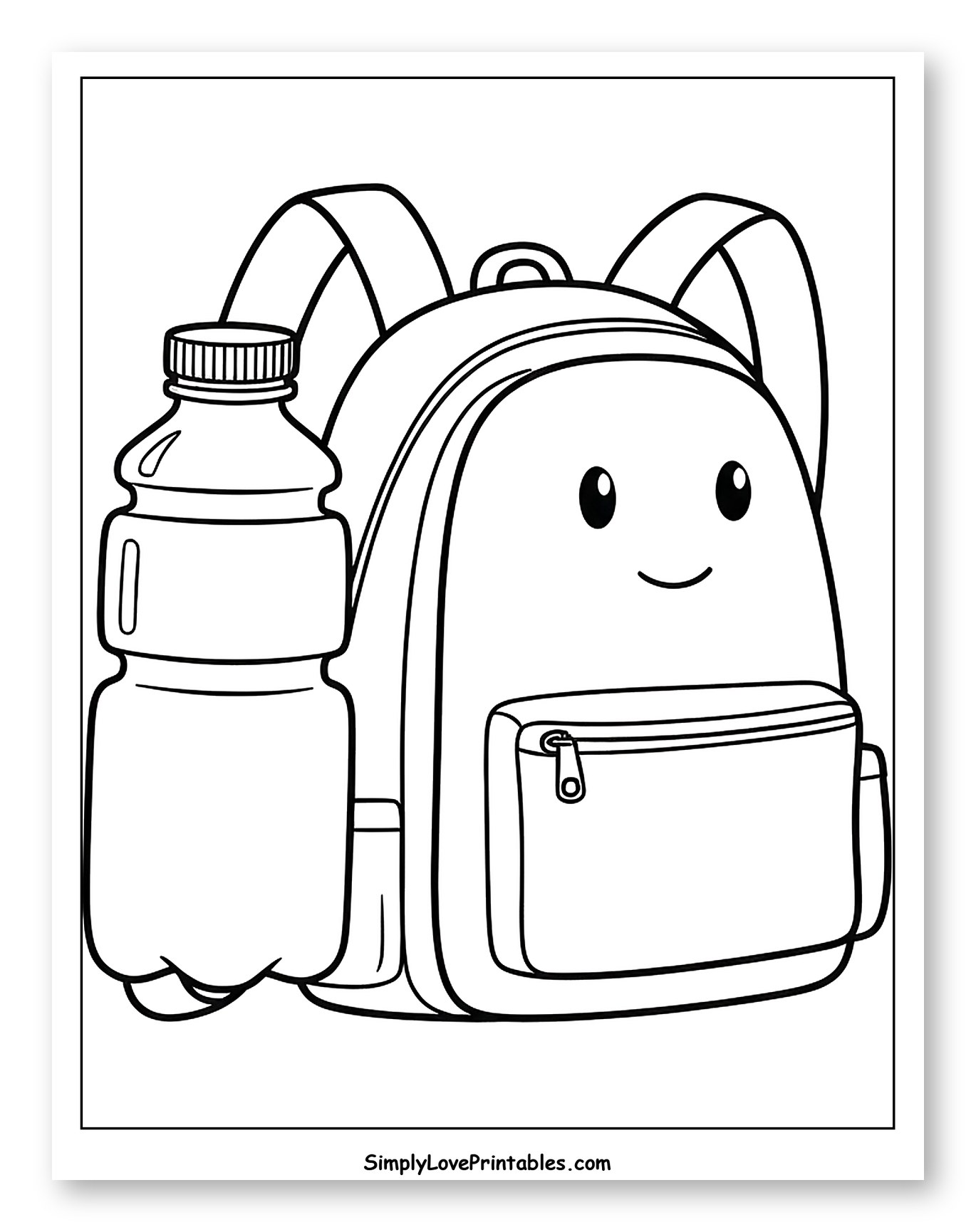 Smiling Backpack with Water Bottle