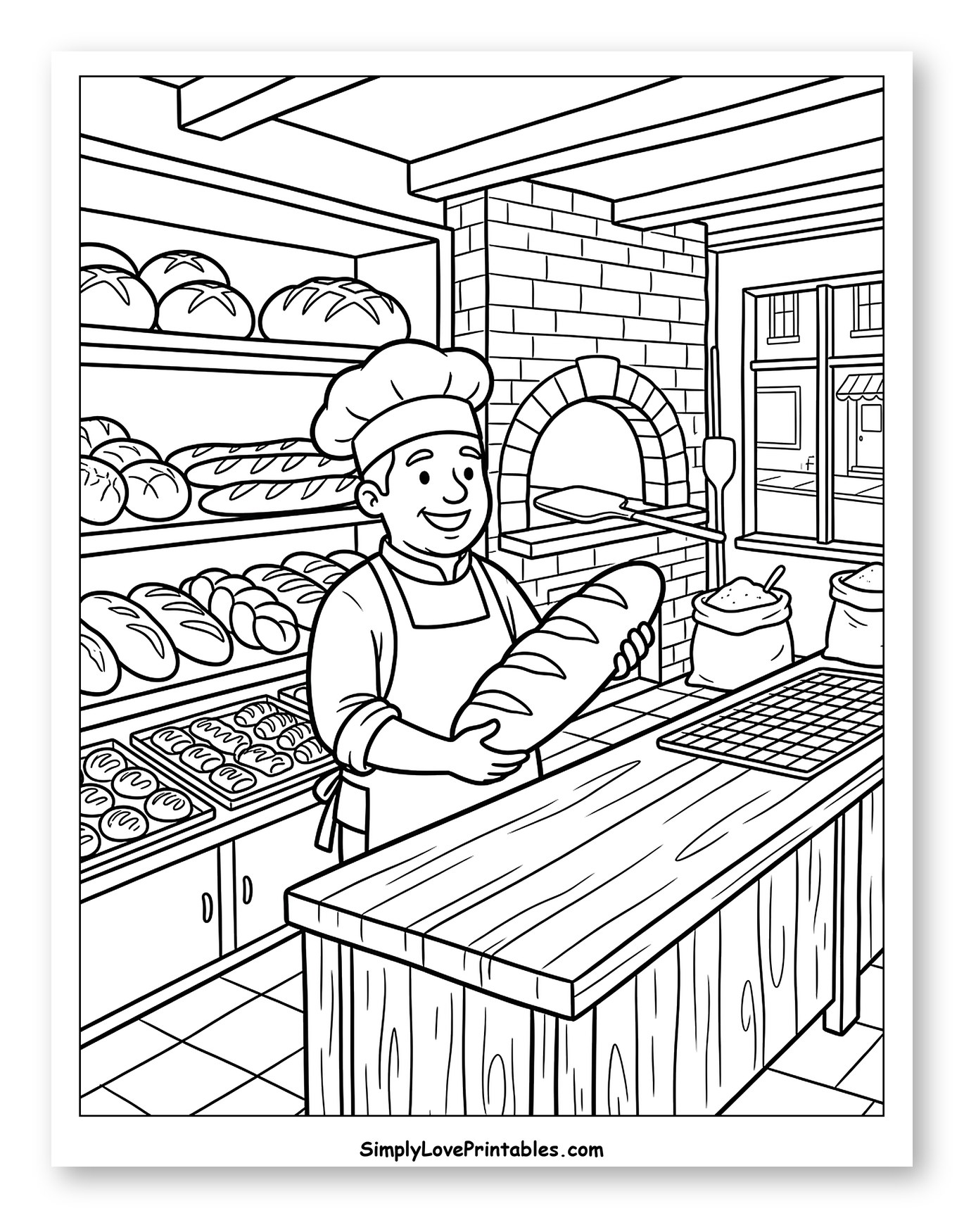 Smiling Baker Holding Freshly Baked Bread