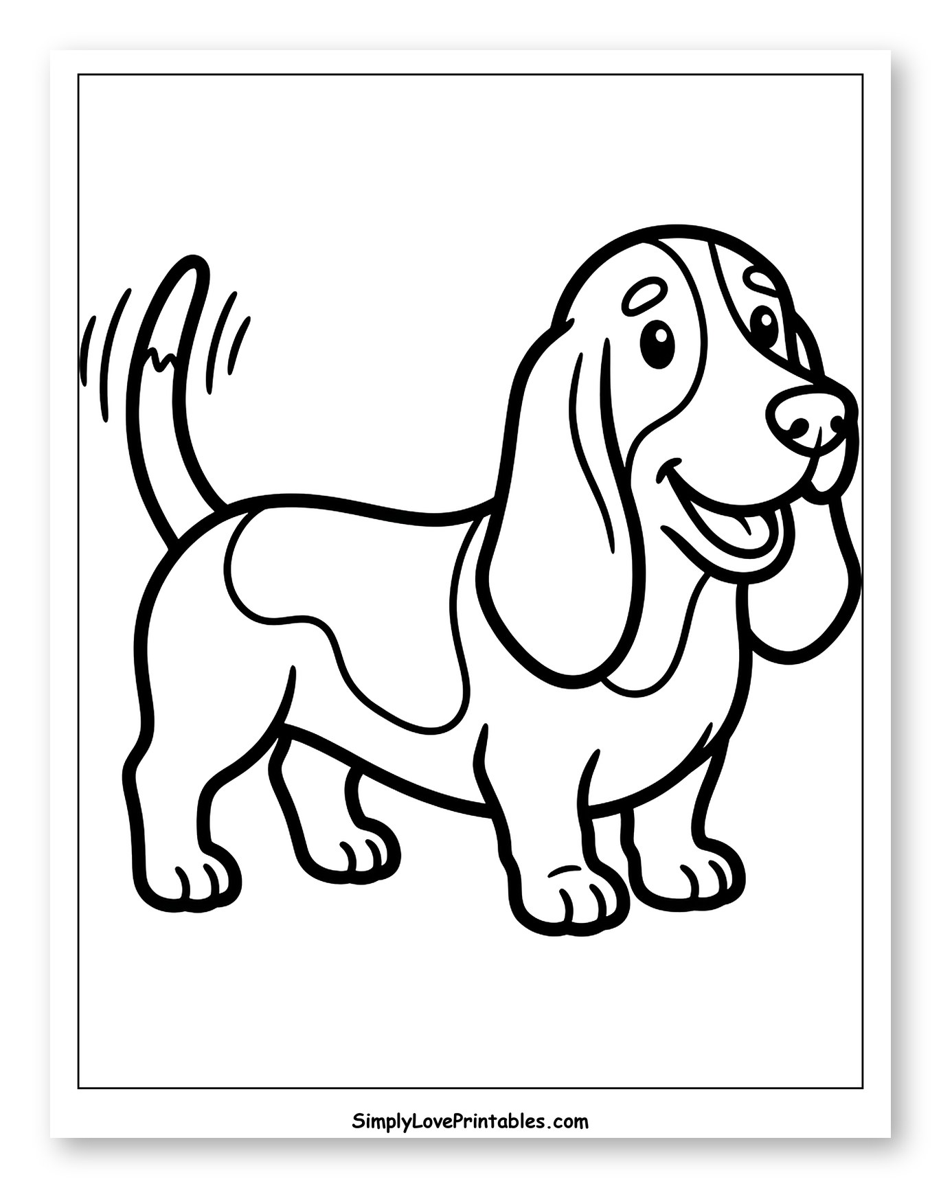 Smiling Basset Hound Wagging Tail