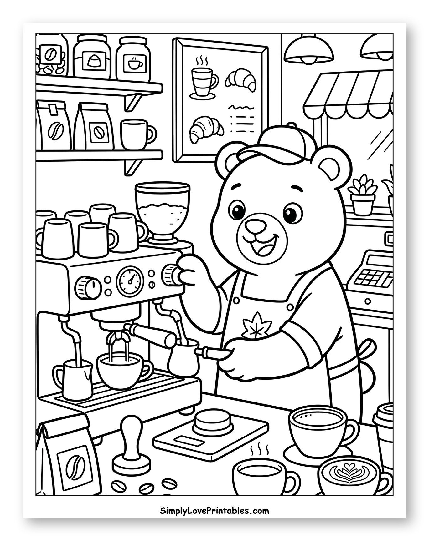 Smiling Bear Barista Makes Delicious Coffee