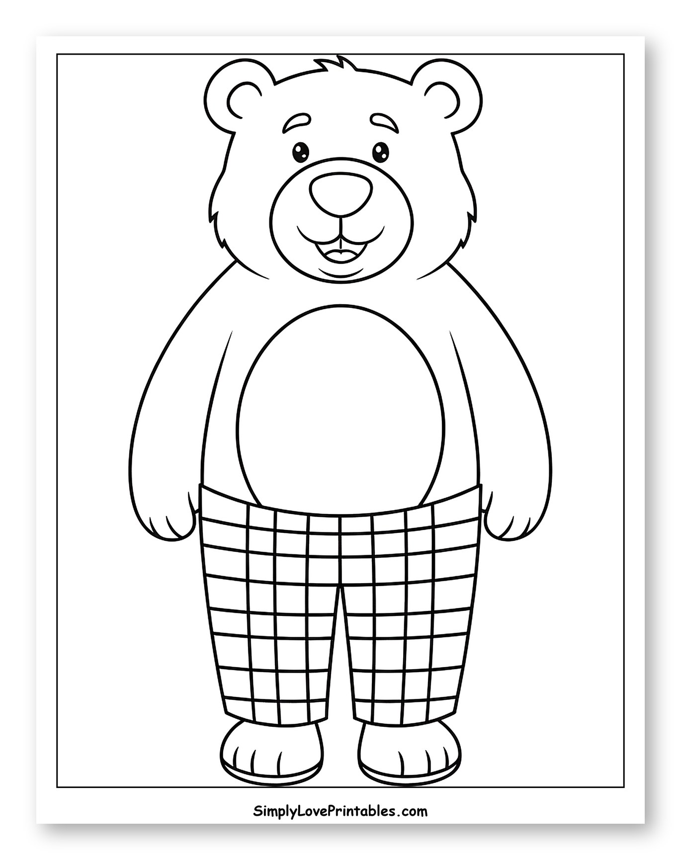 Smiling Bear Wearing Plaid Pants