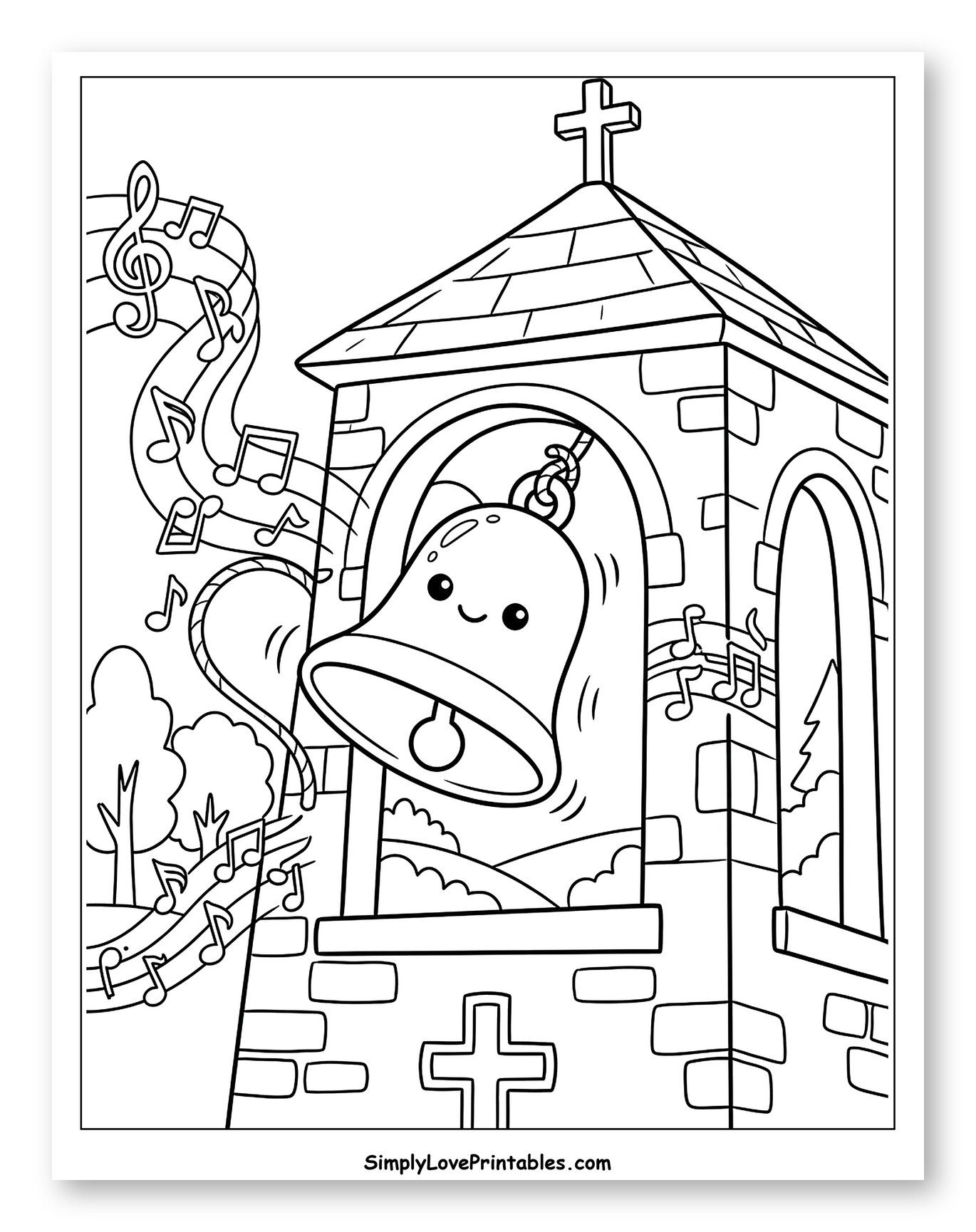 Smiling Bell in a Bell Tower with Music