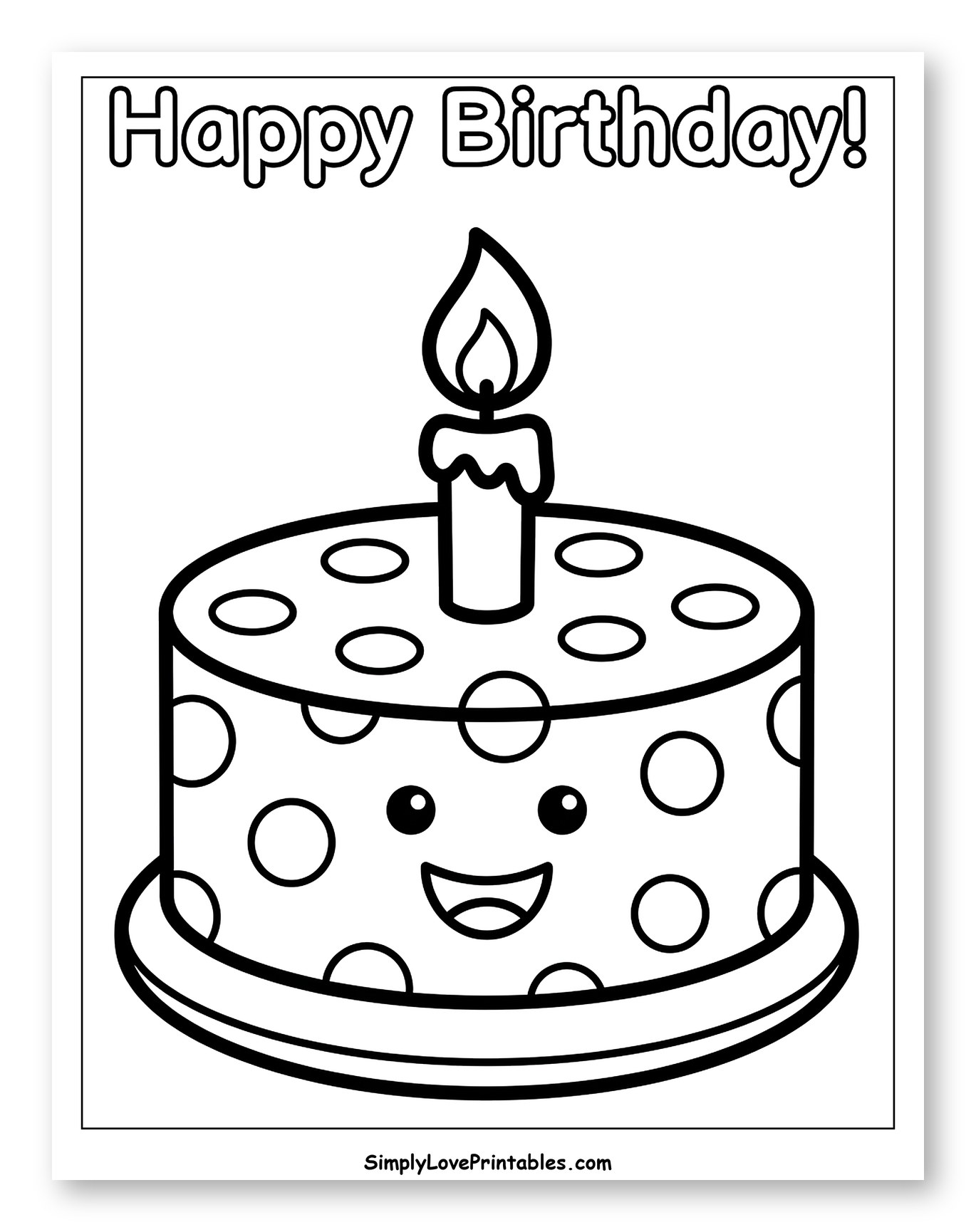Smiling Birthday Cake with Lit Candle