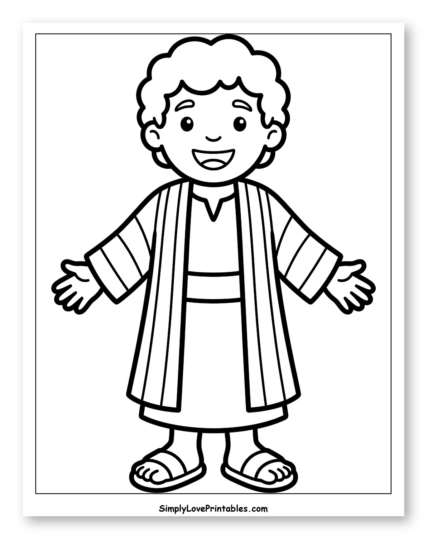 Smiling Boy in Biblical Robes and Sandals